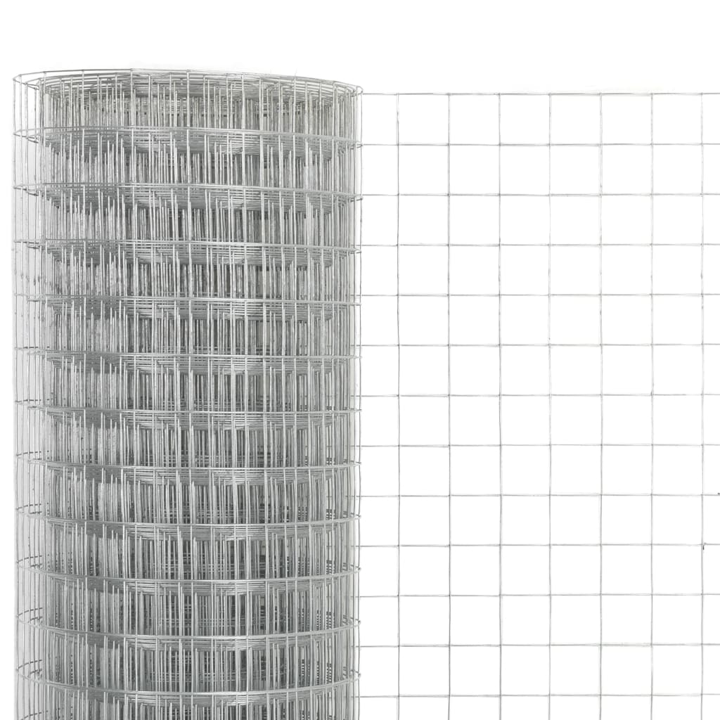 vidaXL Ogrodzenie z siatki, stal galwanizowana, 25x0,5 m, srebrne