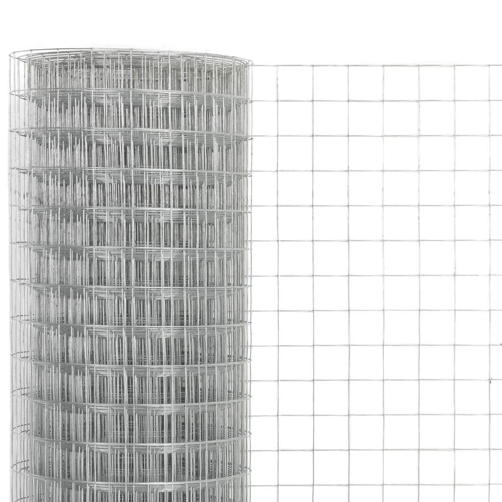 vidaXL Ogrodzenie z siatki, stal galwanizowana, 25x1,5 m, srebrne