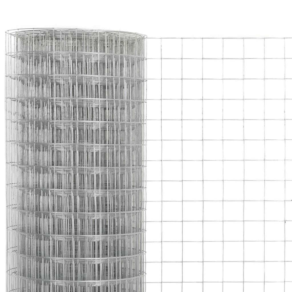 vidaXL Ogrodzenie z siatki, stal galwanizowana, 25x1,5 m, srebrne
