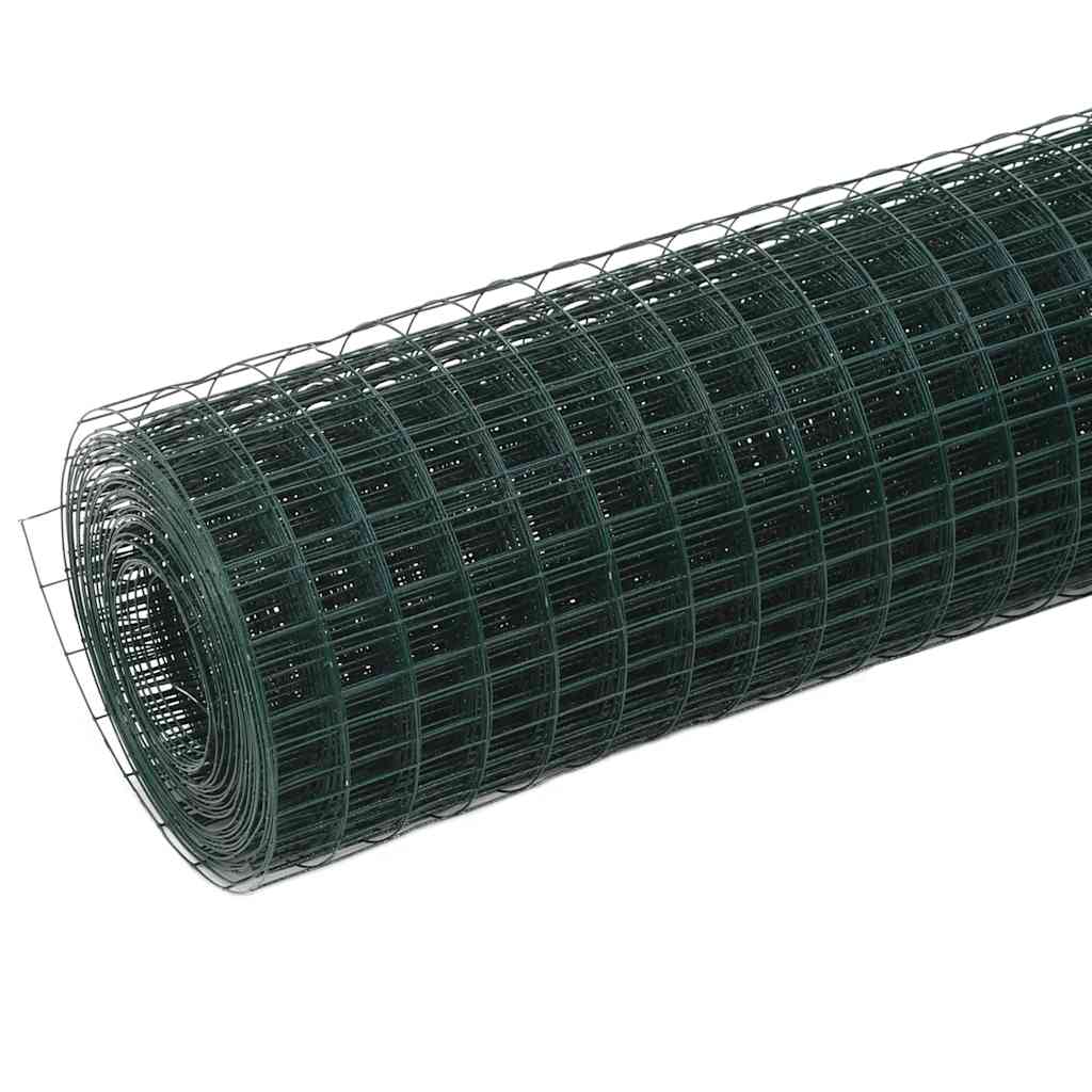 vidaXL Ogrodzenie z siatki, stal i PVC, 10x0,5 m, zielone