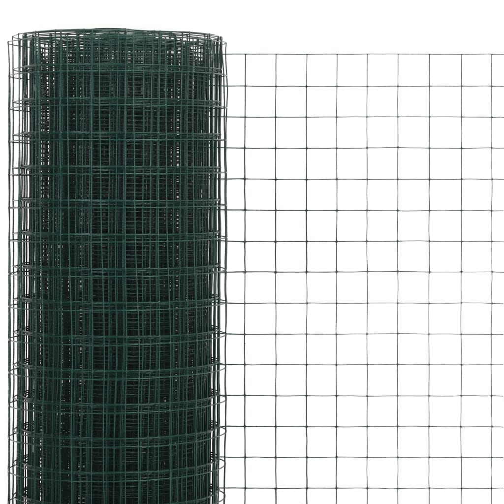 vidaXL Ogrodzenie z siatki, stal i PVC, 10x1,5 m, zielone