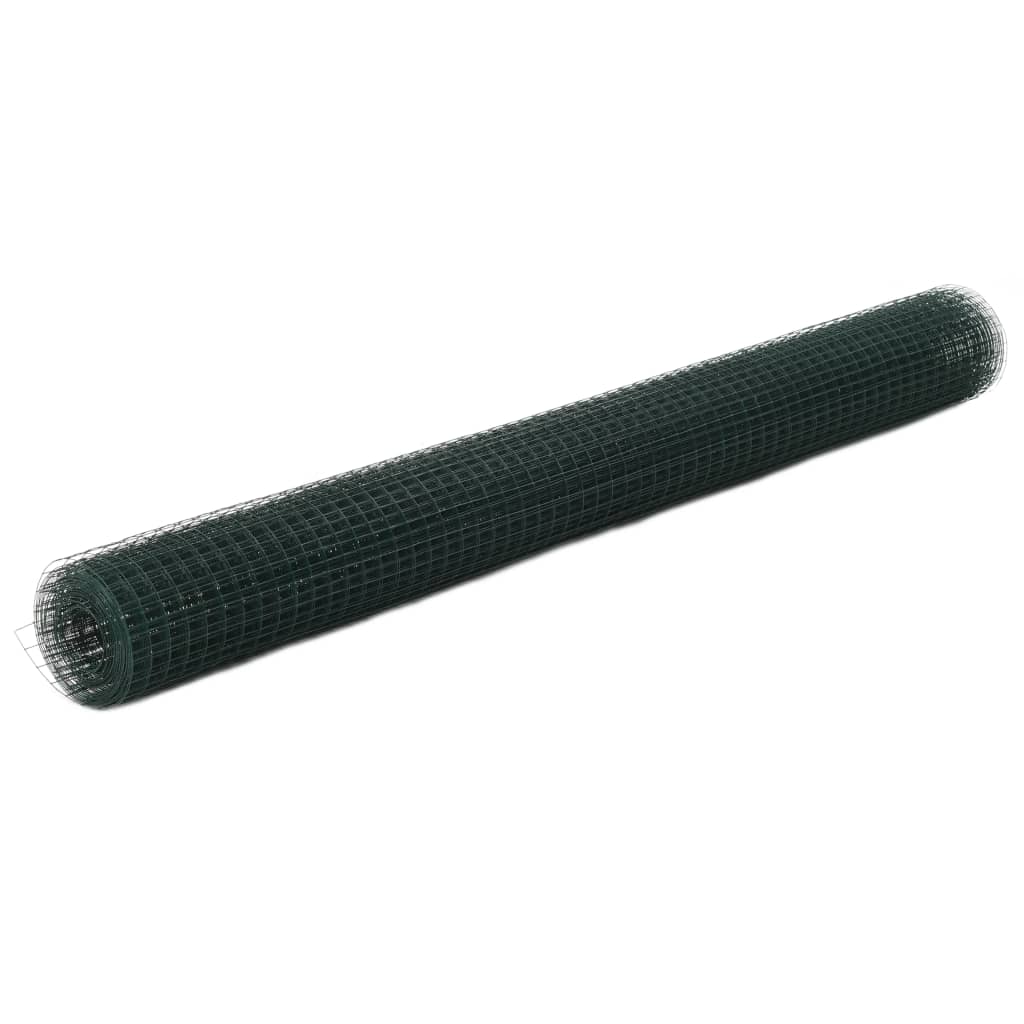 vidaXL Ogrodzenie z siatki, stal i PVC, 10x1,5 m, zielone