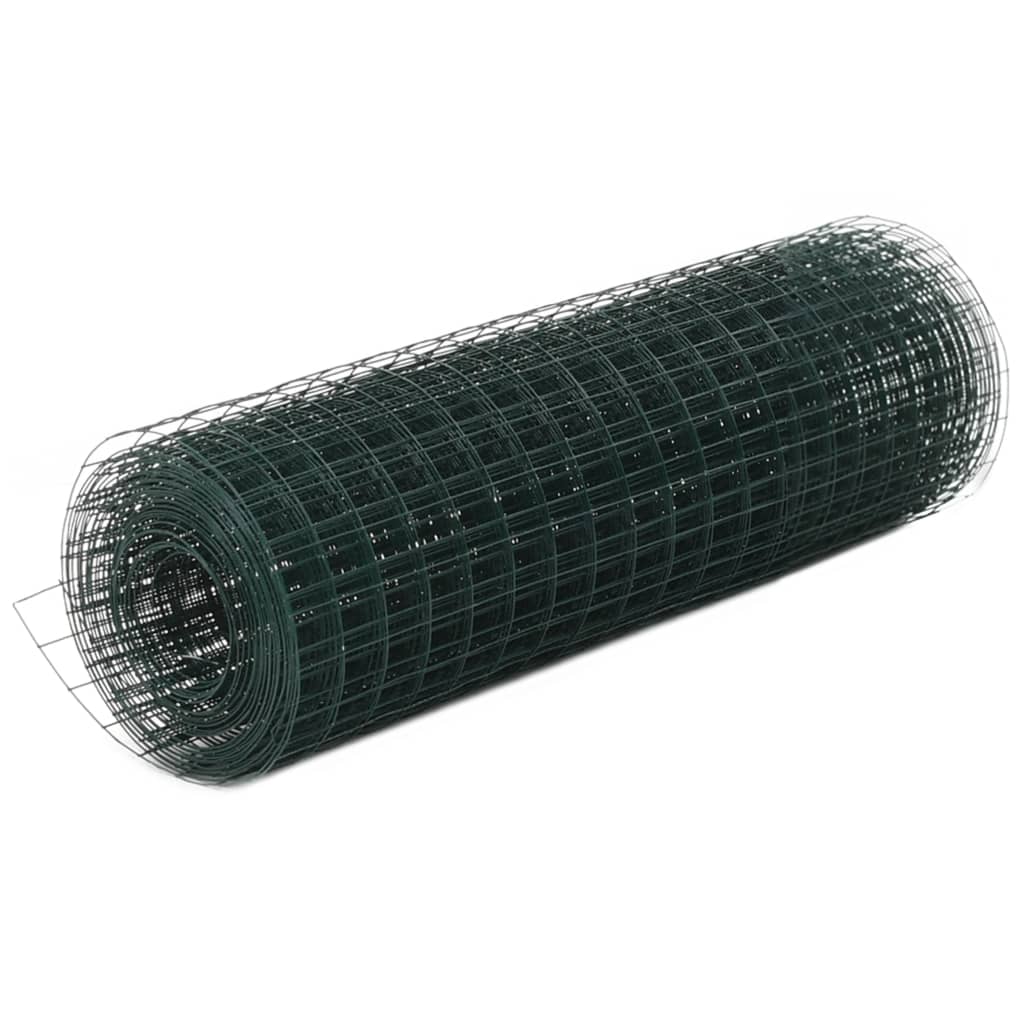 vidaXL Ogrodzenie z siatki, stal i PVC, 25x0,5 m, zielone