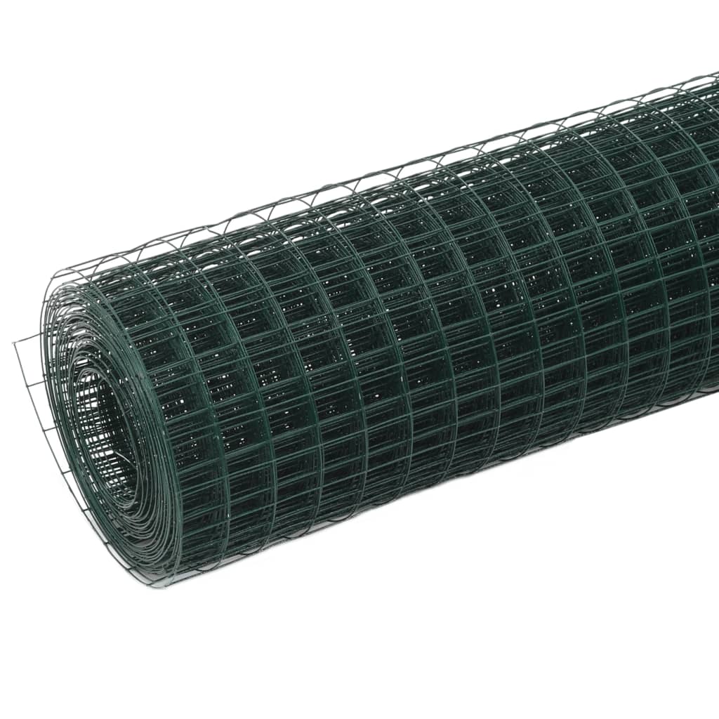 vidaXL Ogrodzenie z siatki, stal i PVC, 25x0,5 m, zielone