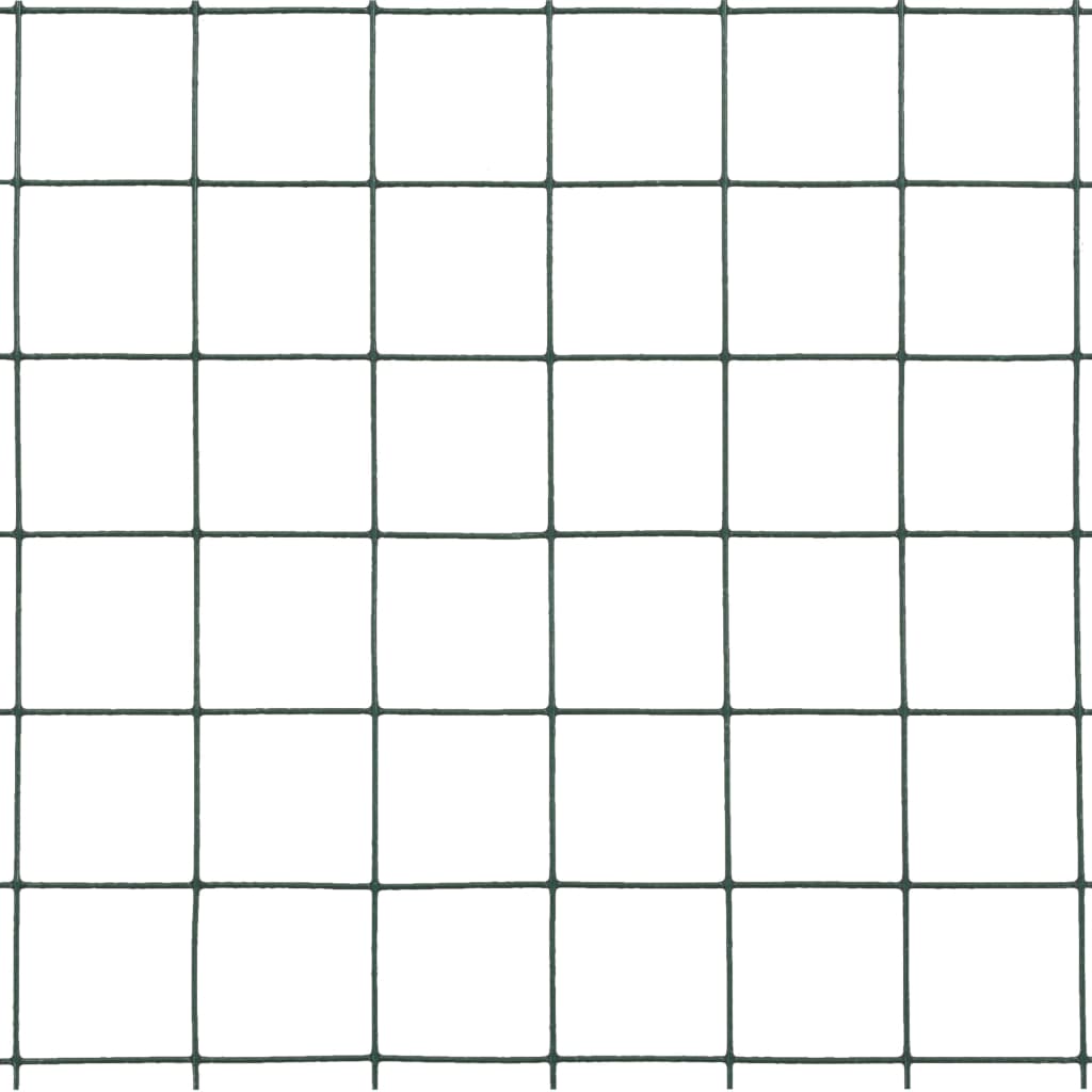 vidaXL Ogrodzenie z siatki, stal i PVC, 25x0,5 m, zielone