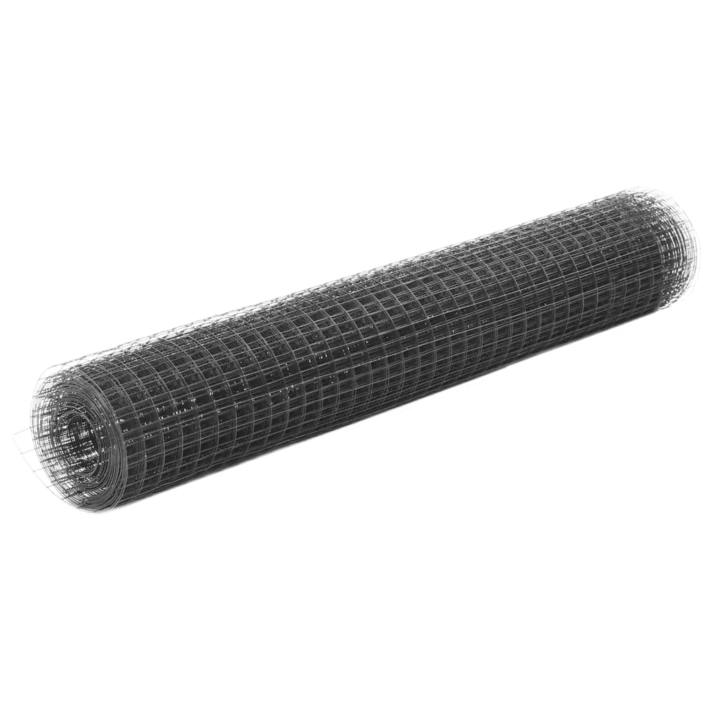 vidaXL Ogrodzenie z siatki, stal i PVC, 25x1 m, szare