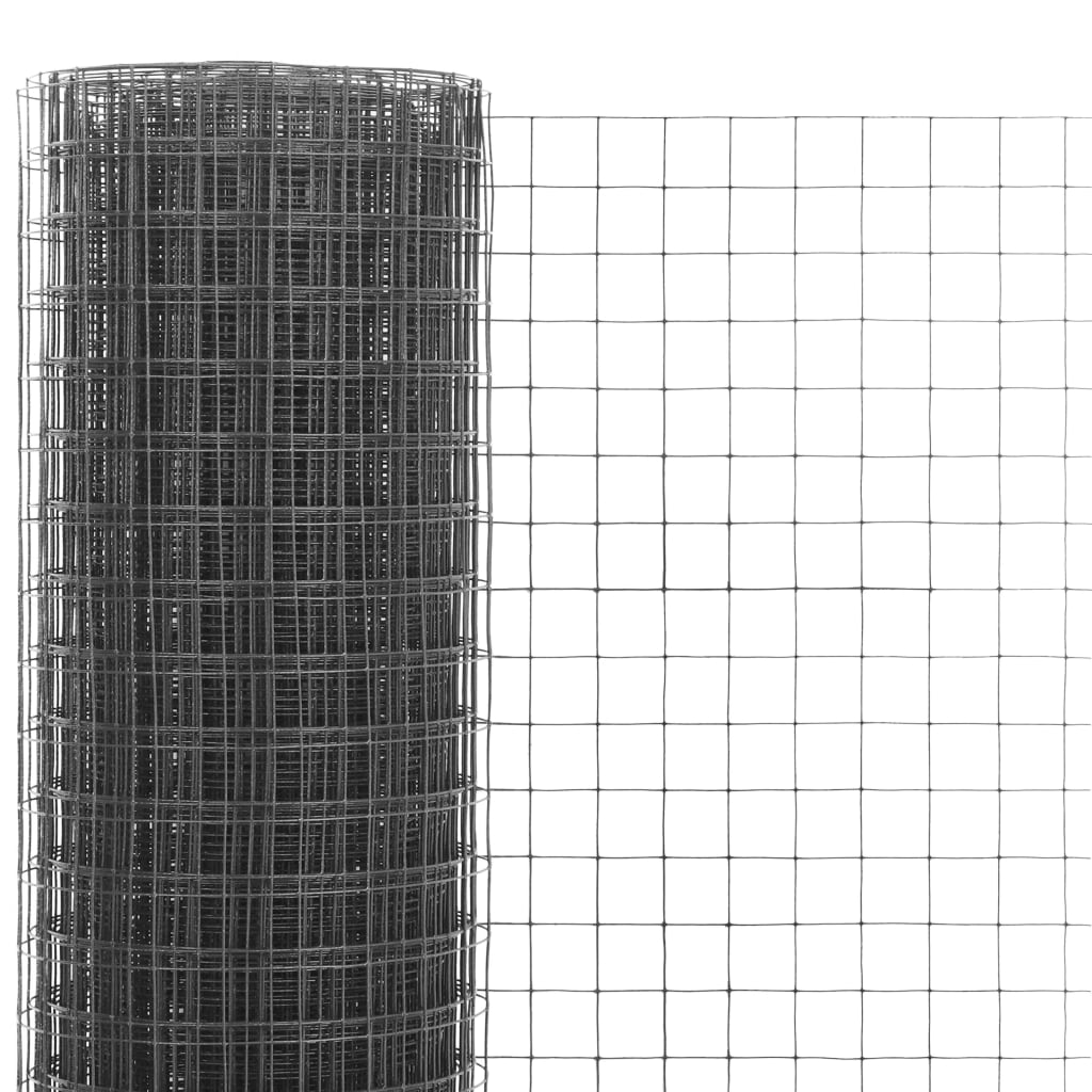 vidaXL Ogrodzenie z siatki, stal i PVC, 25x0,5 m, szare