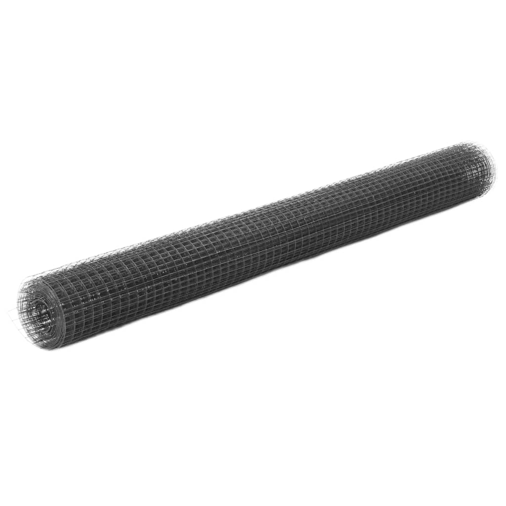 vidaXL Ogrodzenie z siatki, stal i PVC, 25x1,5 m, szare