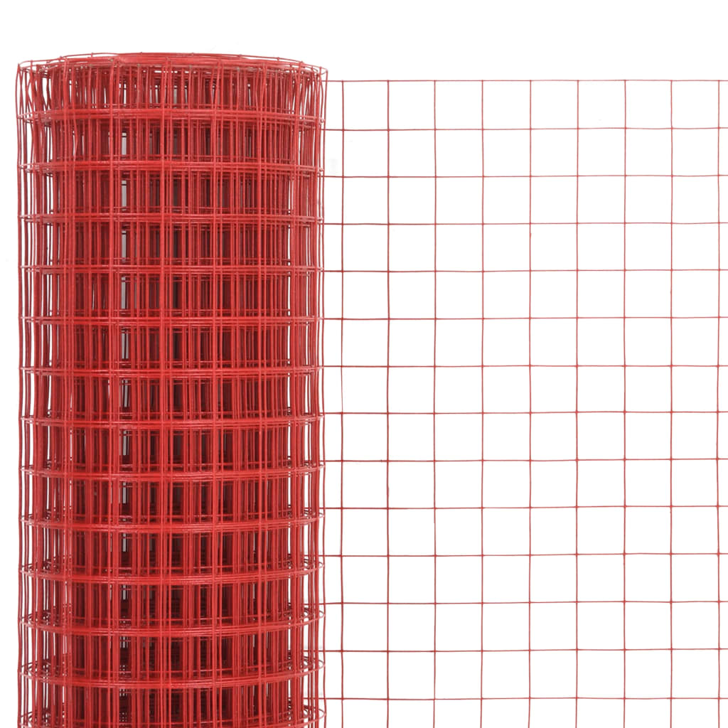 vidaXL Ogrodzenie z siatki, stal i PVC, 10x0,5 m, czerwone