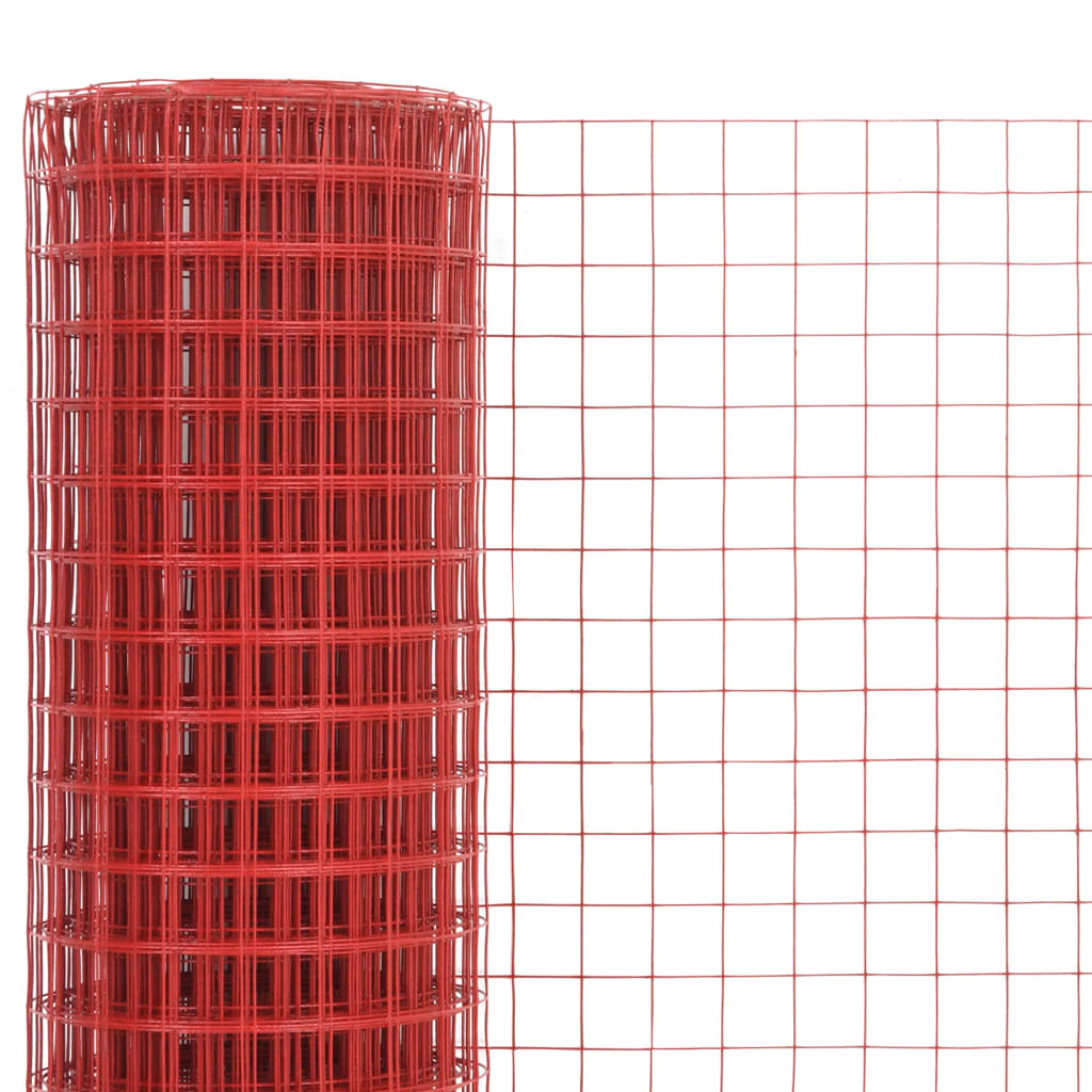 vidaXL Ogrodzenie z siatki, stal i PVC, 10x0,5 m, czerwone