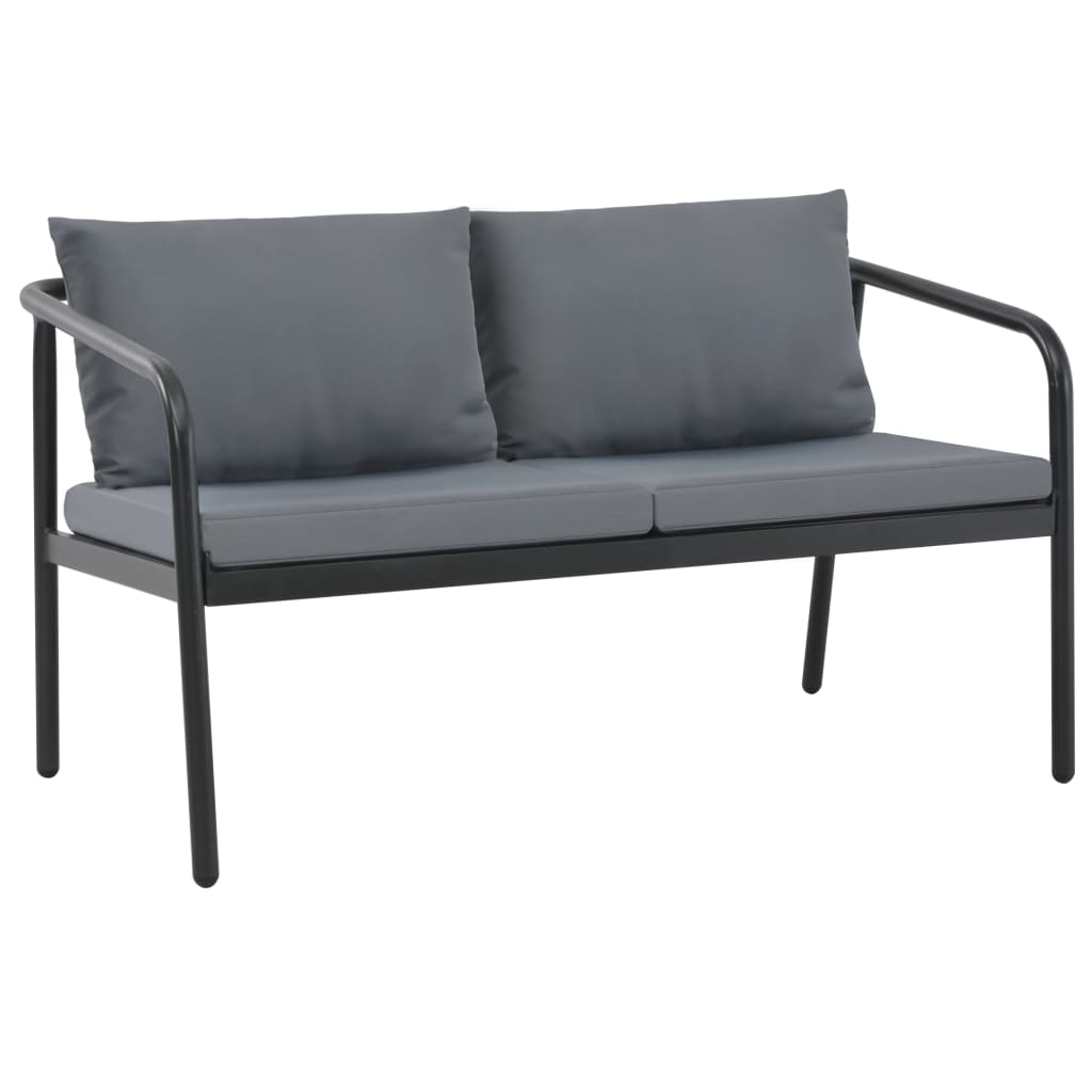 vidaXL 2-osobowa sofa ogrodowa z poduszkami, aluminium, szara
