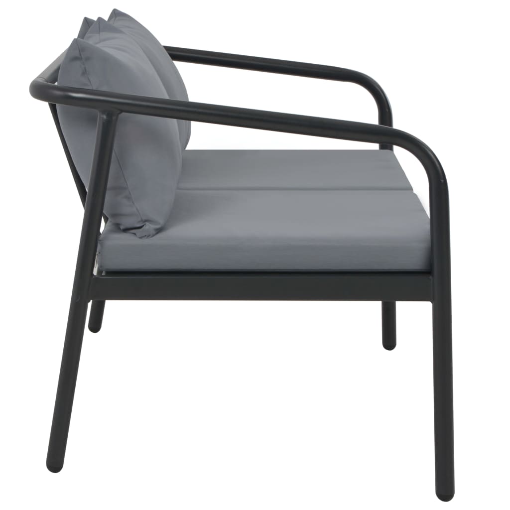 vidaXL 2-osobowa sofa ogrodowa z poduszkami, aluminium, szara