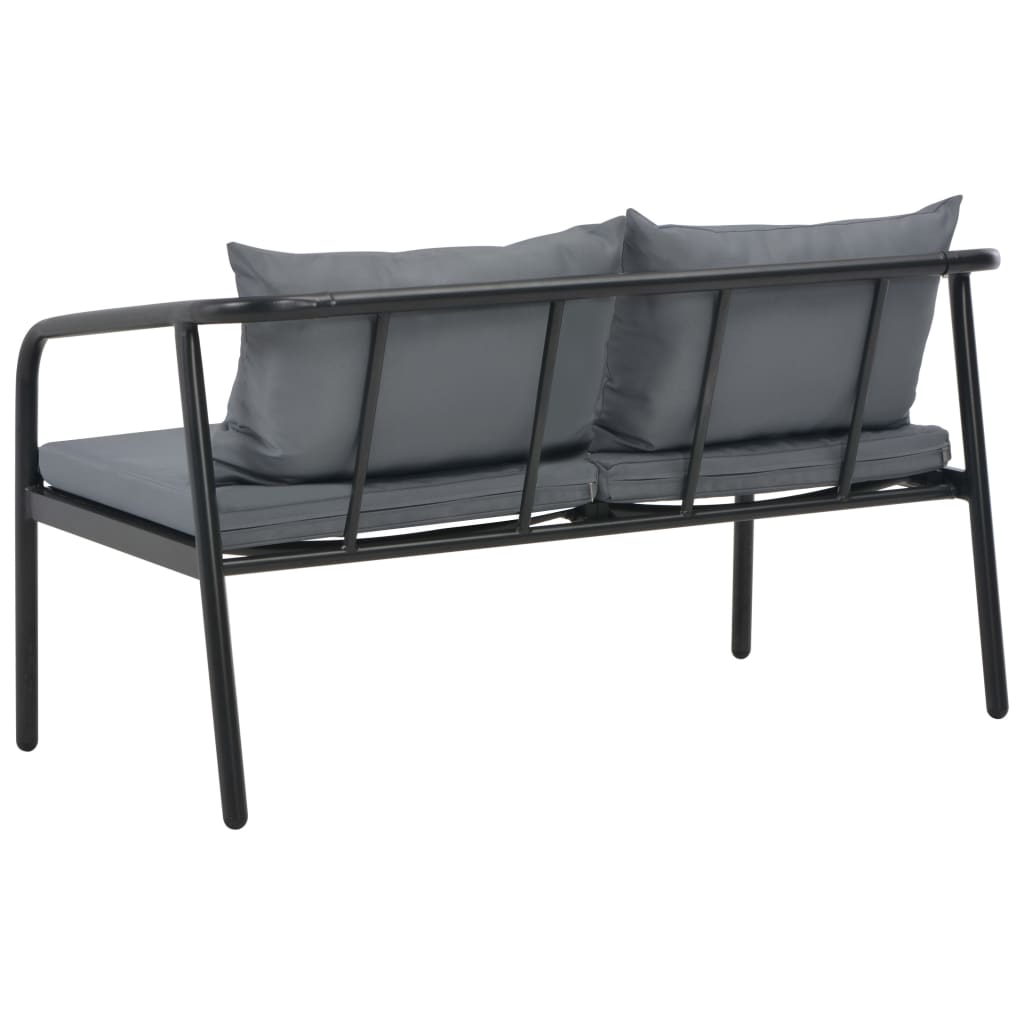 vidaXL 2-osobowa sofa ogrodowa z poduszkami, aluminium, szara