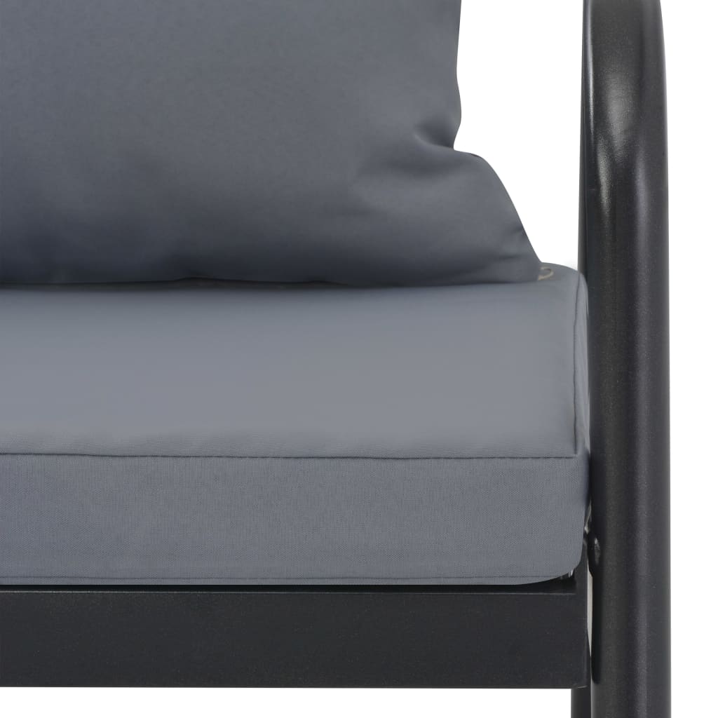 vidaXL 2-osobowa sofa ogrodowa z poduszkami, aluminium, szara