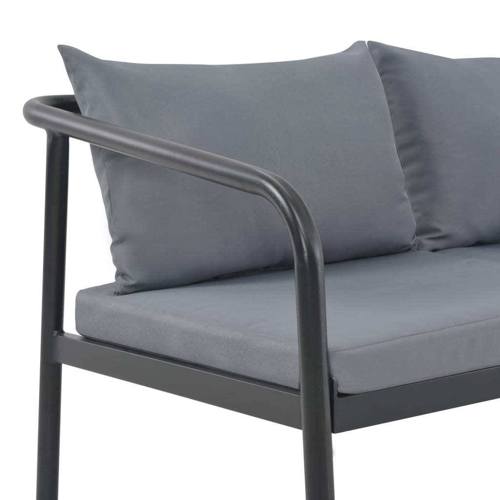 vidaXL 2-osobowa sofa ogrodowa z poduszkami, aluminium, szara