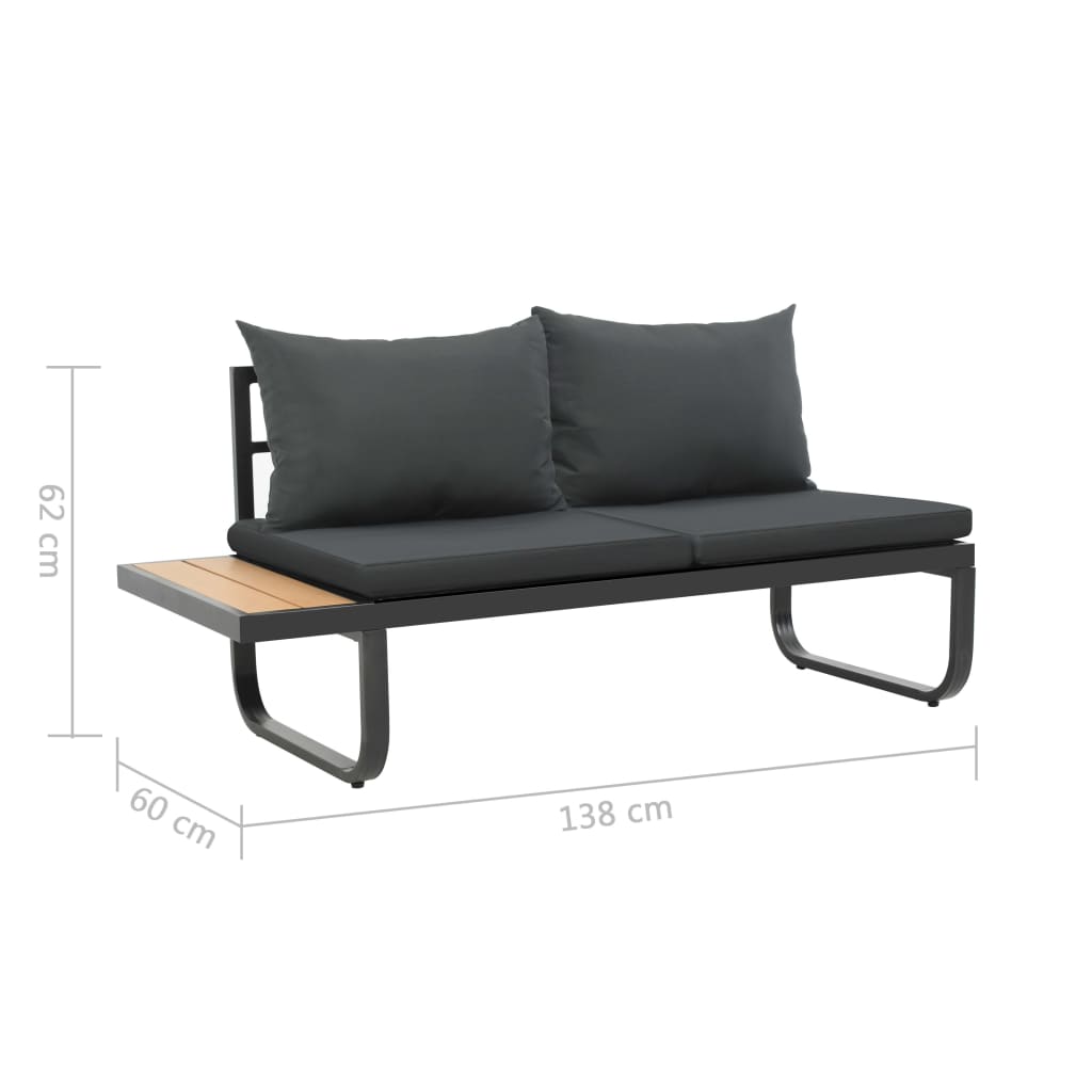 vidaXL Sofa ogrodowa ze stołem i poduszkami, narożna, aluminium, WPC