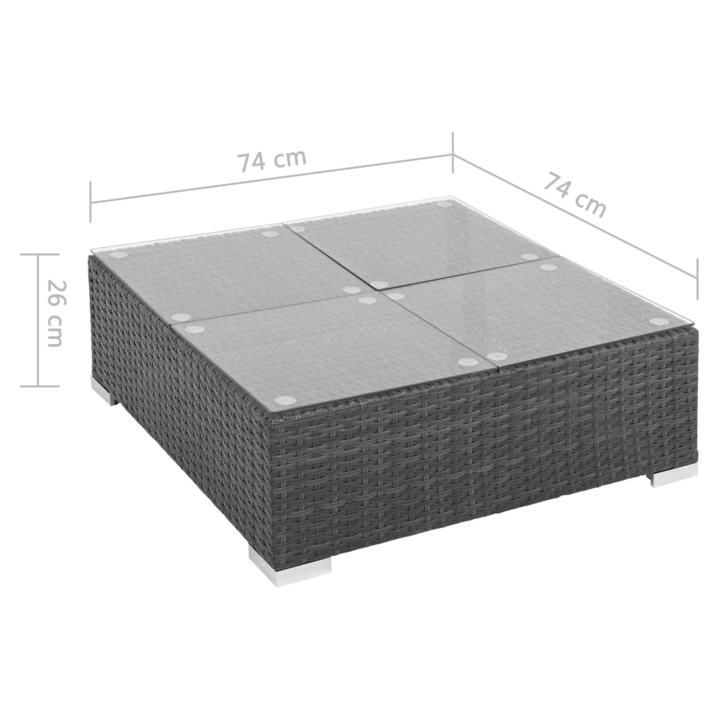 vidaXL 7-cz. zestaw wypoczynkowy do ogrodu, poduszki, rattan PE czarny