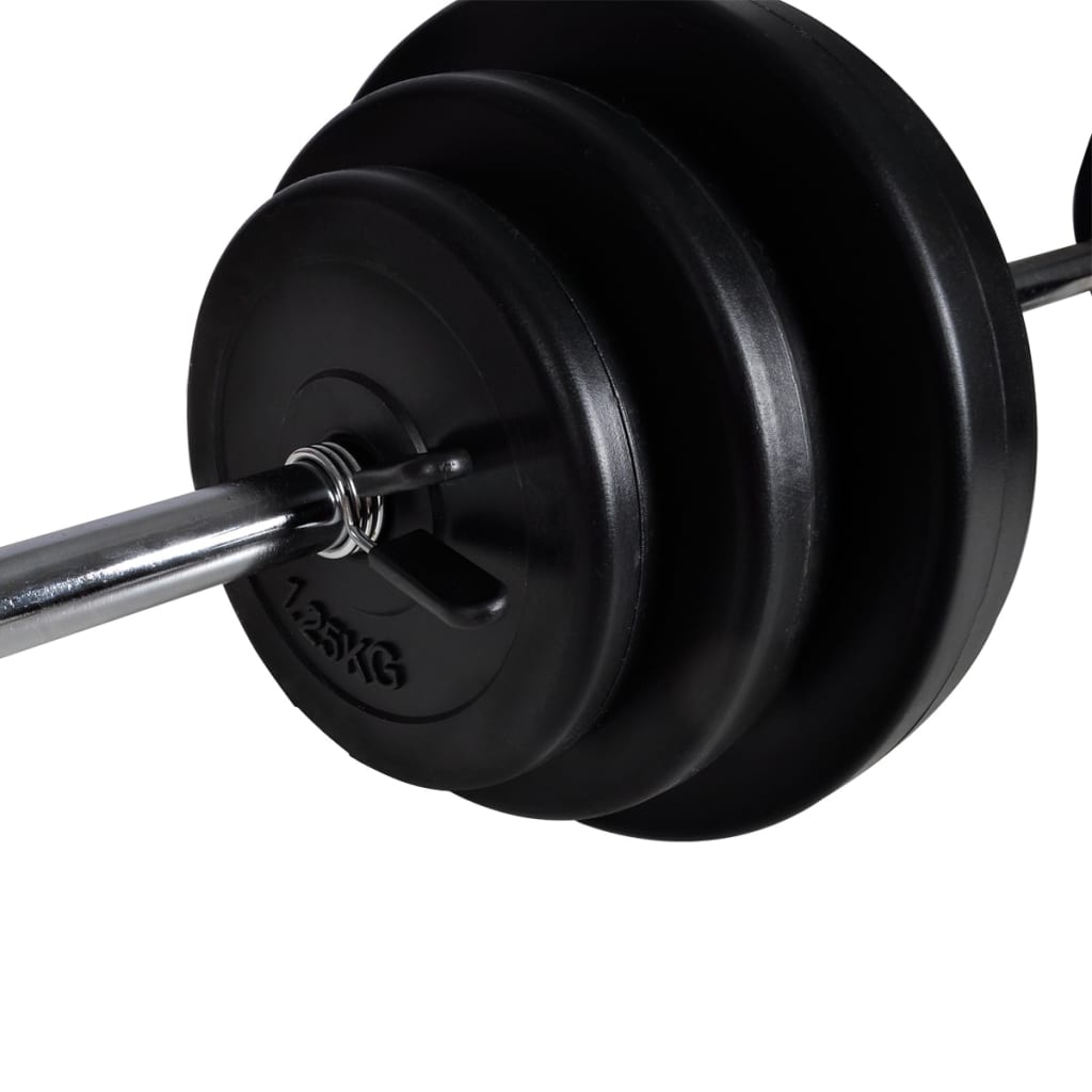 vidaXL Ławka do ćwiczeń ze sztangą i zestawem hantli, 30,5 kg