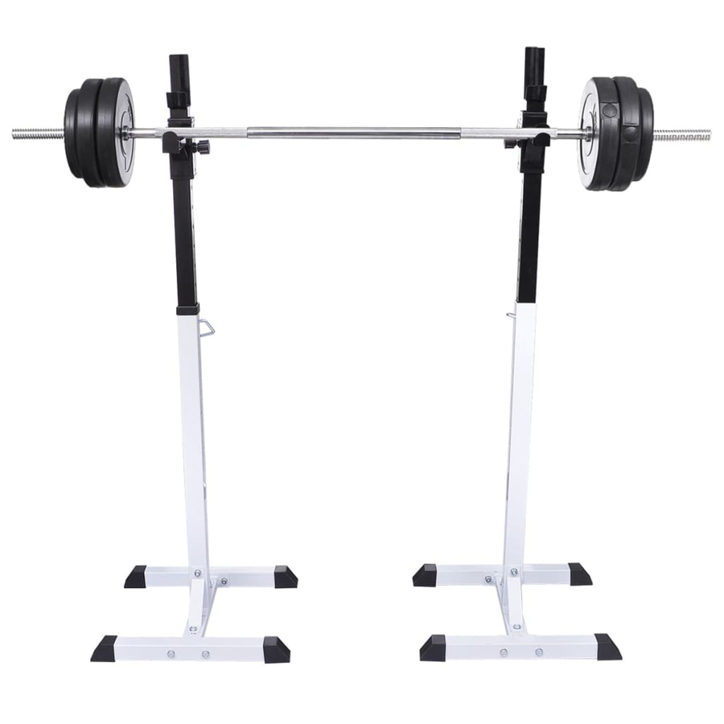 vidaXL Stojak na sztangę w zestawie ze sztangą i hantlami, 30,5 kg