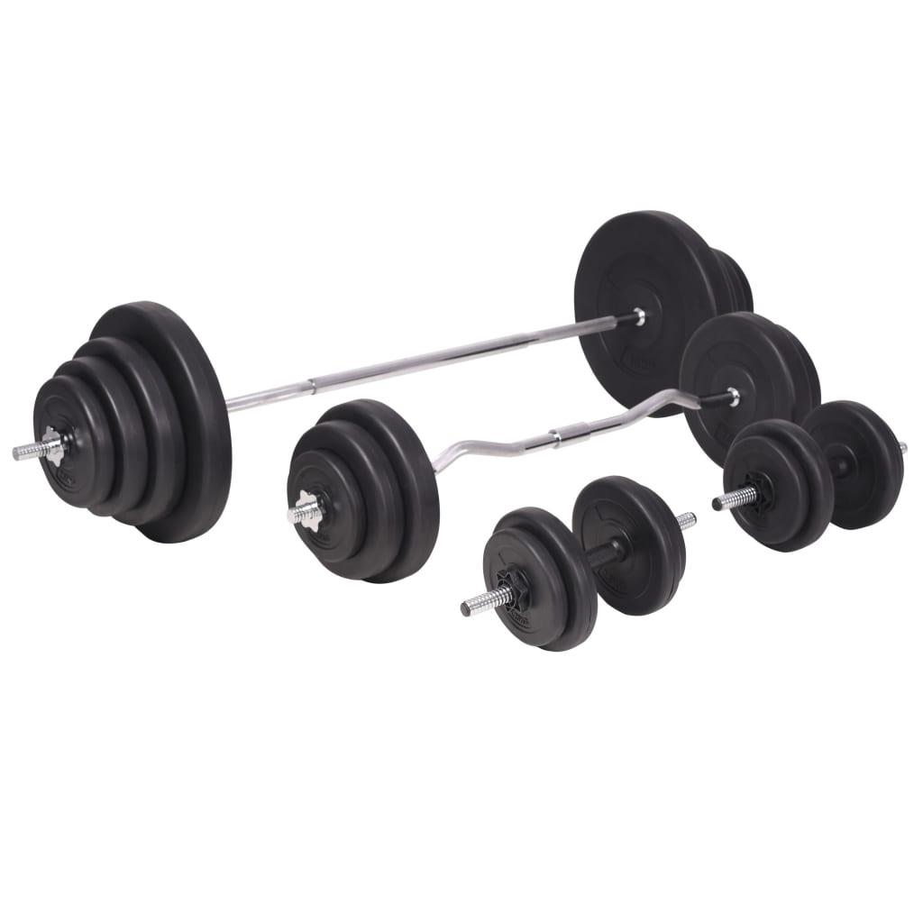 vidaXL Ławka do ćwiczeń ze stojakiem, sztangami i hantlami, 120 kg