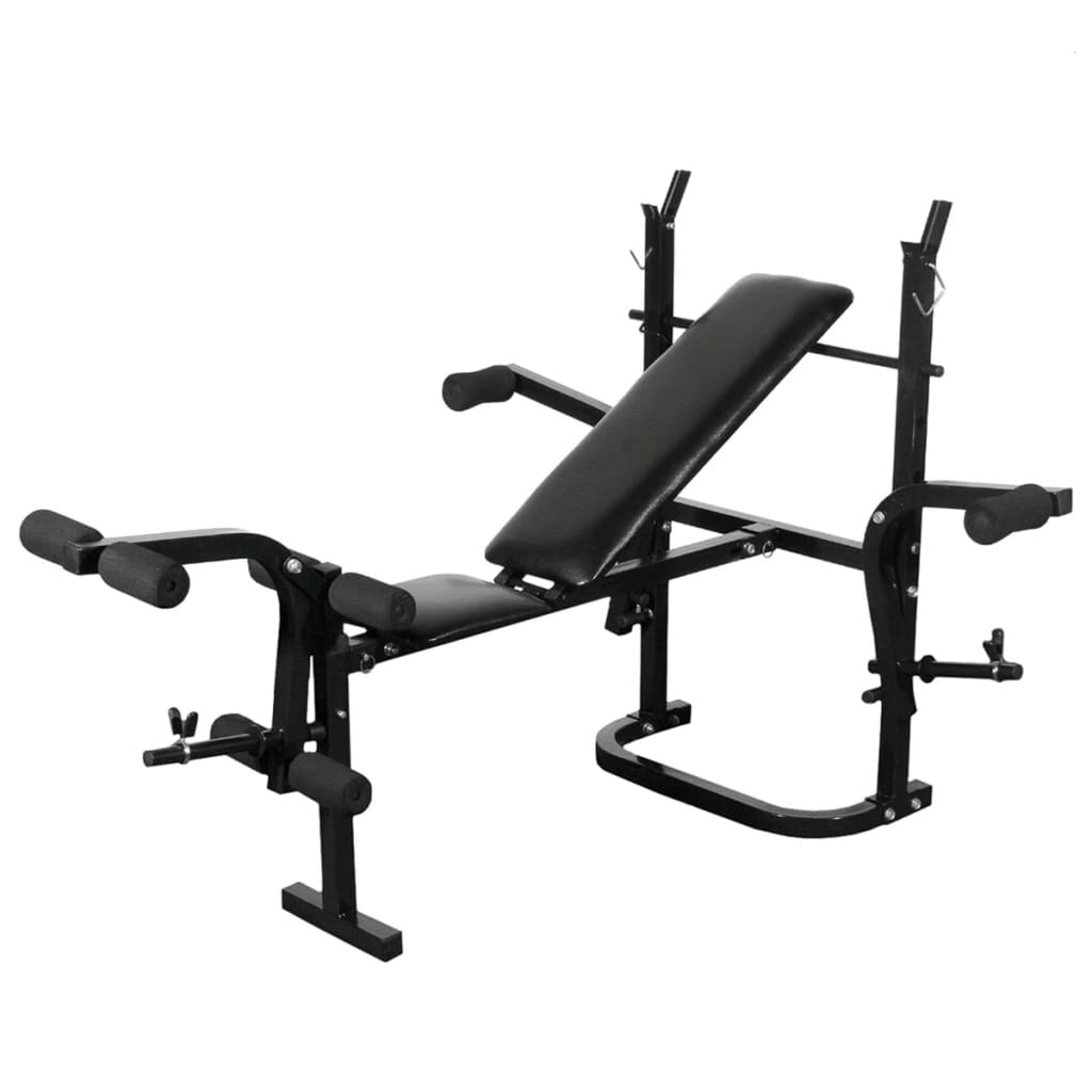 vidaXL Ławka do ćwiczeń ze stojakiem i zestawem sztang i hantli 120 kg