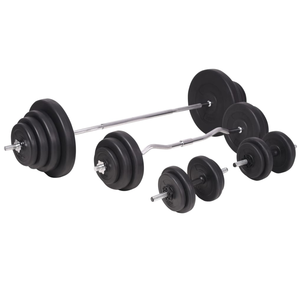 vidaXL Ławka do ćwiczeń ze stojakiem i zestawem sztang i hantli 120 kg