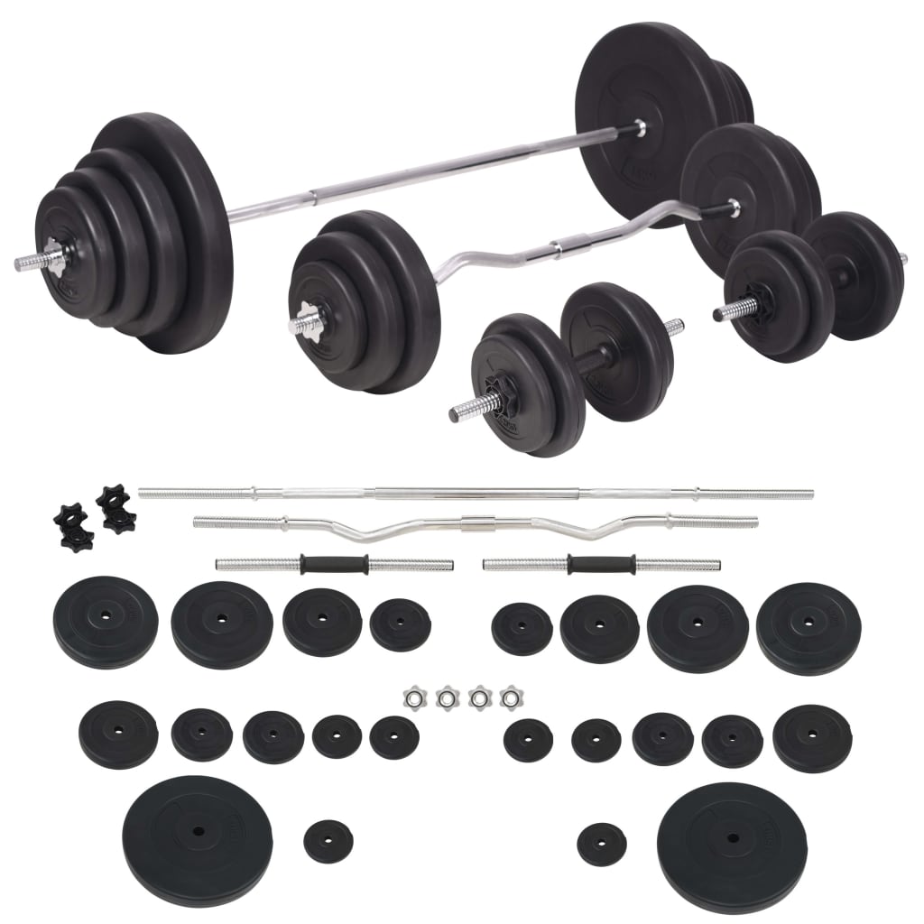 vidaXL Ławka do ćwiczeń z zestawem sztang i hantli, 120 kg