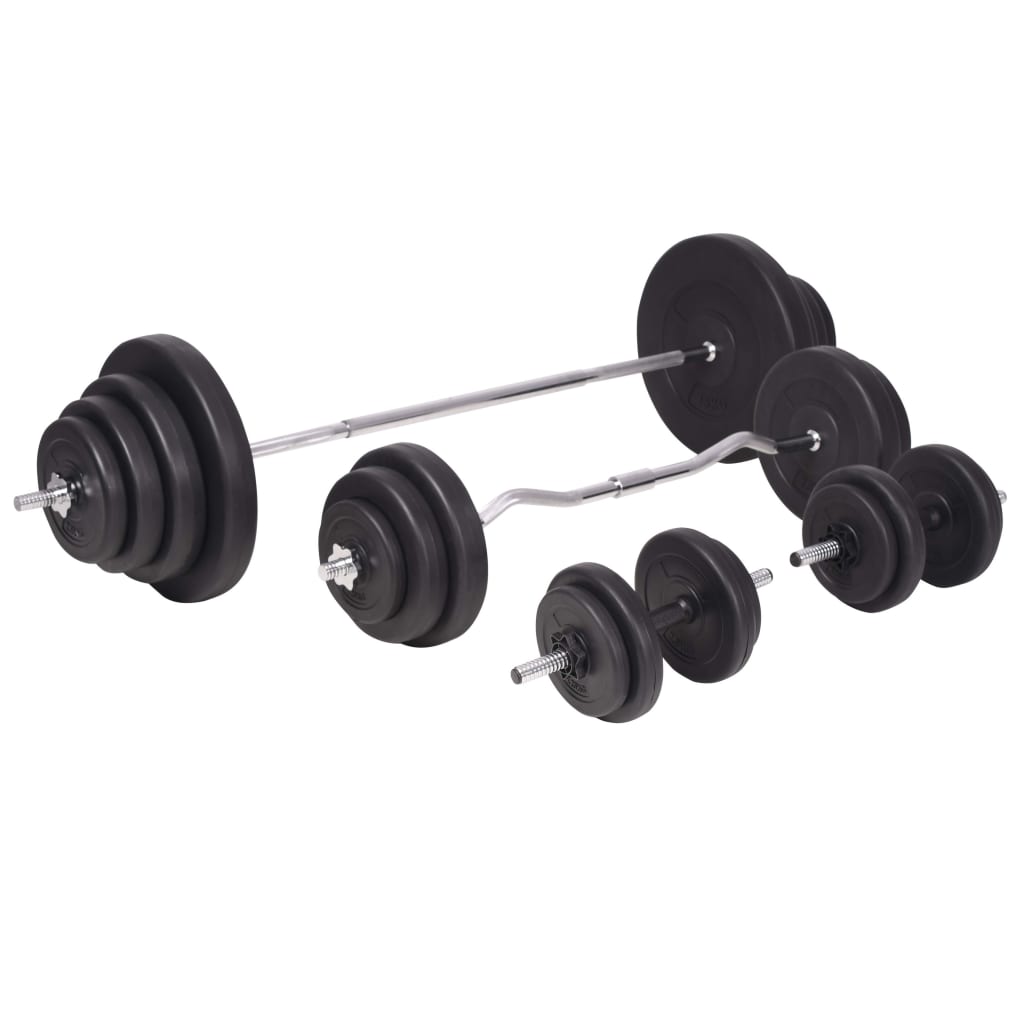 vidaXL Ławka do ćwiczeń z zestawem sztang i hantli, 120 kg