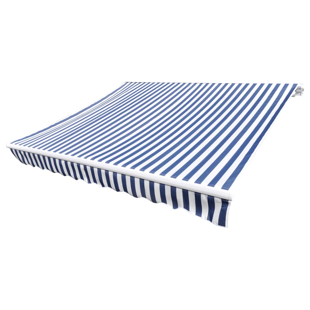 vidaXL Zapasowa tkanina na markizę, niebiesko-biała, 4,5x3 m, poliester