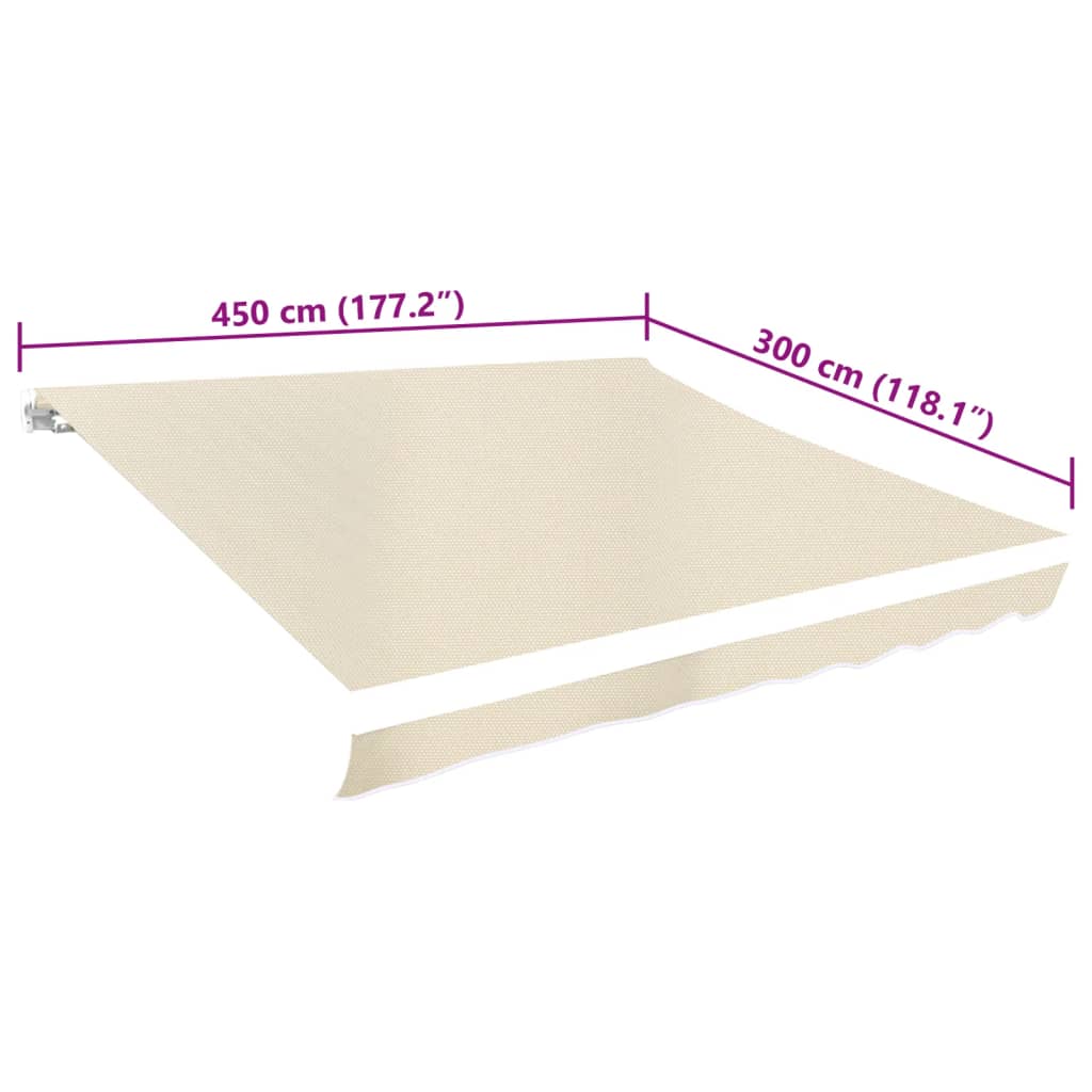 vidaXL Zapasowa tkanina na markizę, kremowa, 4,5x3 m, poliester