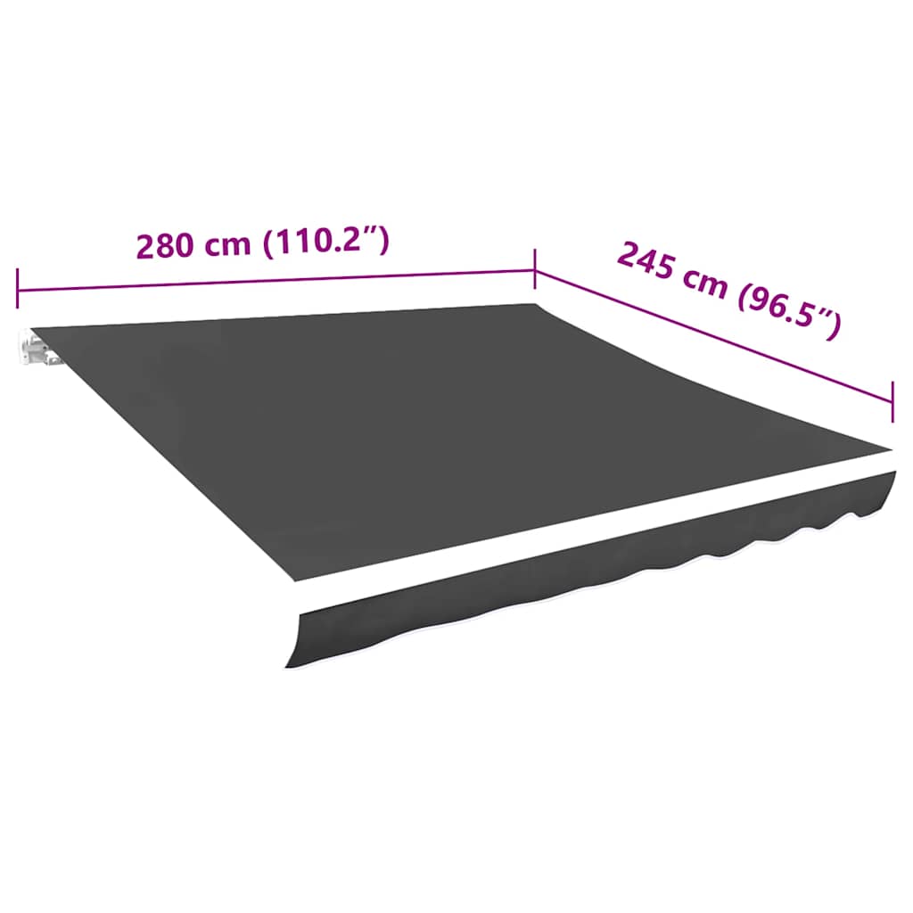 vidaXL Zapasowa tkanina na markizę, szara, 3x2,5 m, poliester