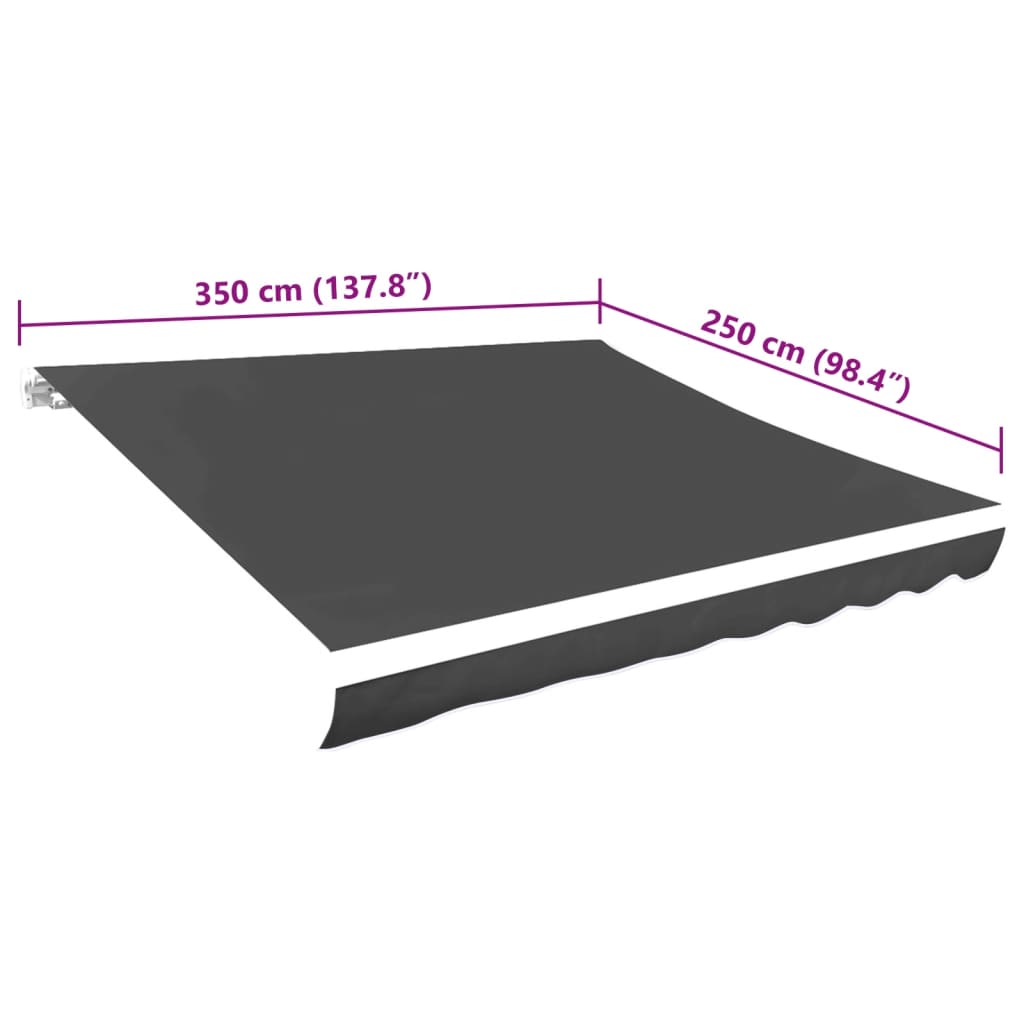 vidaXL Zapasowa tkanina na markizę, szara, 3,5x2,5 m, poliester