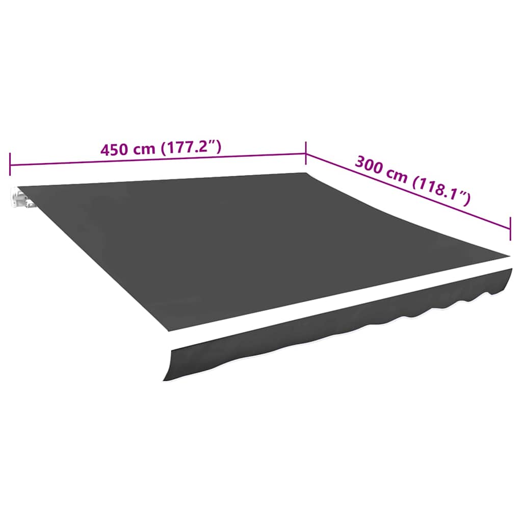 vidaXL Zapasowa tkanina na markizę, szara, 4,5x3 m, poliester