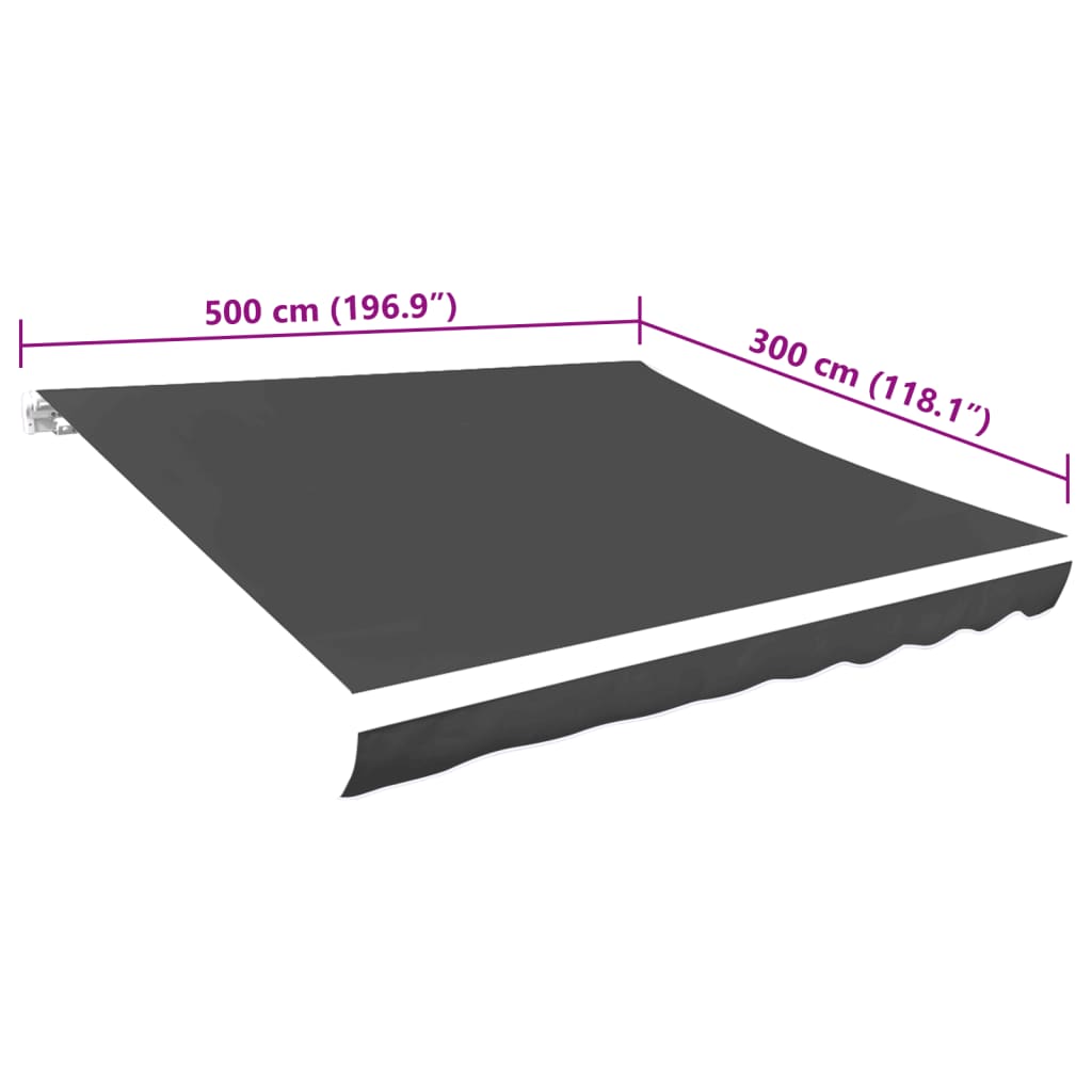 vidaXL Zapasowa tkanina na markizę, szara, 5x3 m, poliester