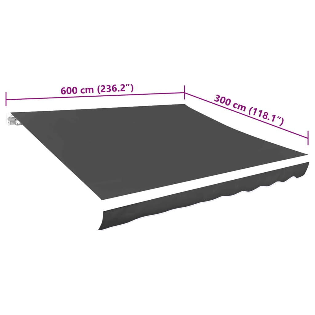 vidaXL Zapasowa tkanina na markizę, szara, 6x3 m, poliester