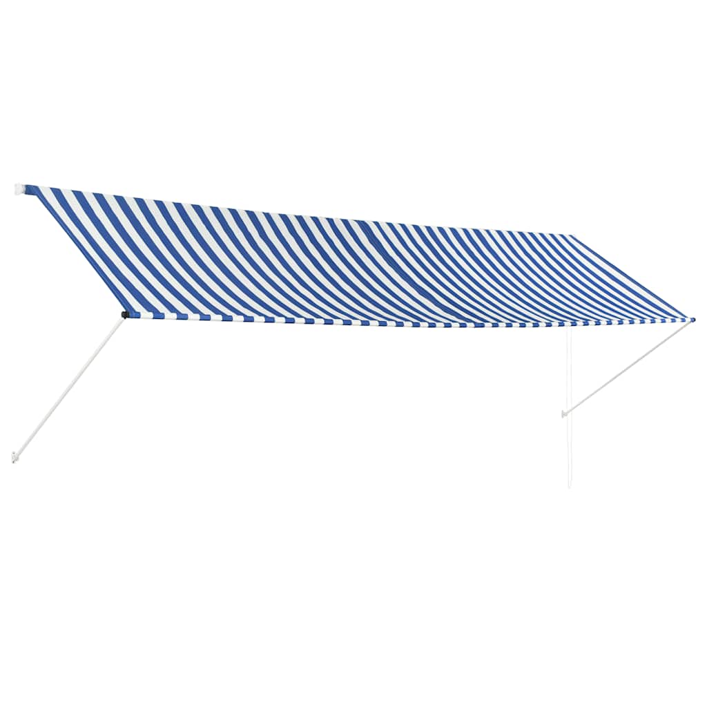 vidaXL Markiza zwijana, 400 x 150 cm, biało-niebieska