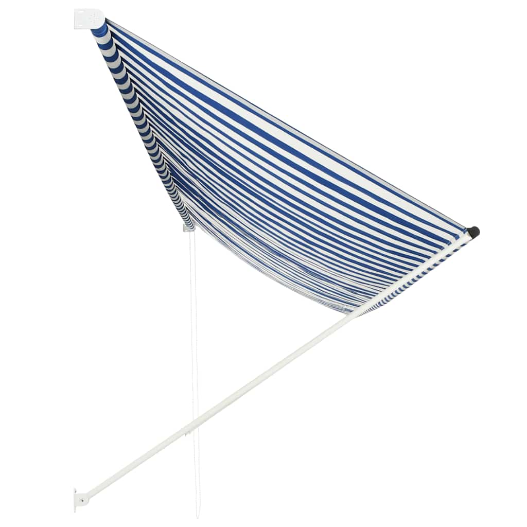 vidaXL Markiza zwijana, 400 x 150 cm, biało-niebieska