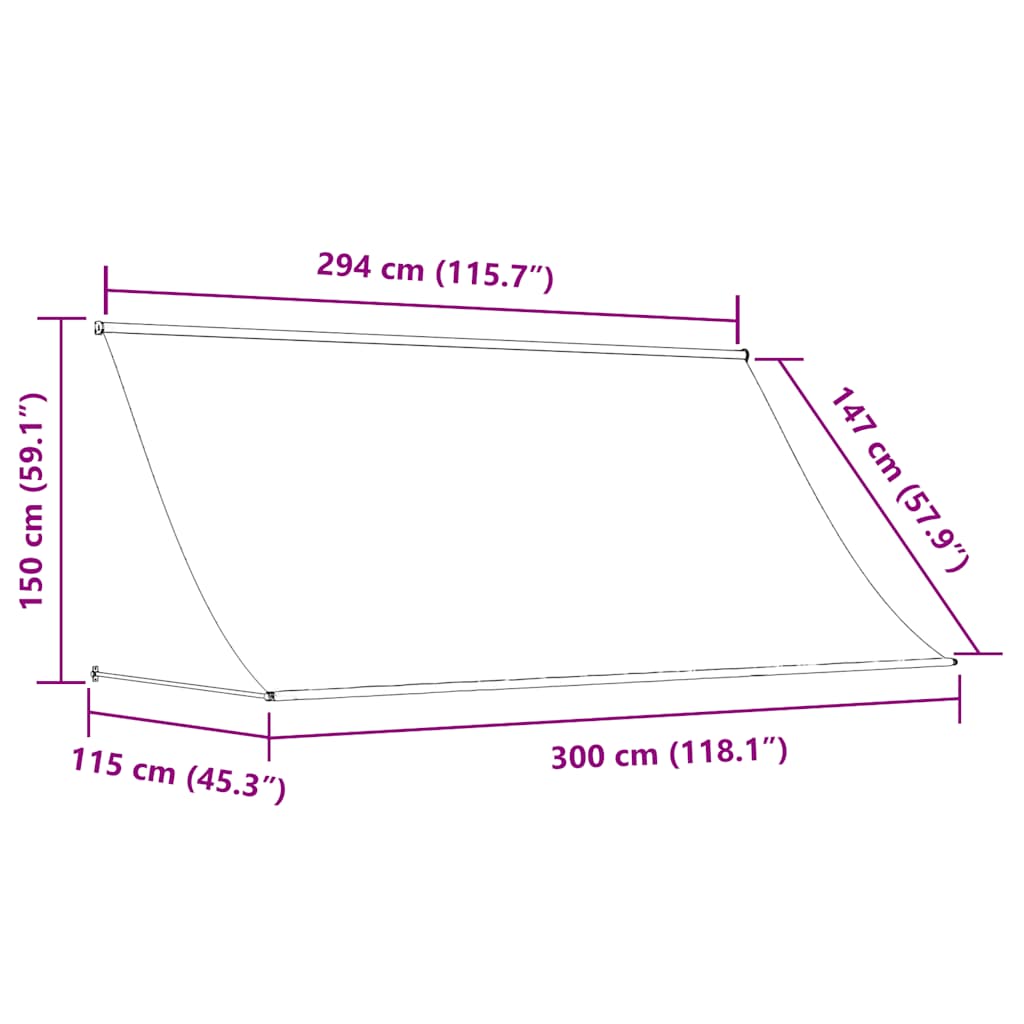 vidaXL Markiza zwijana, 300 x 150 cm, żółto-biała