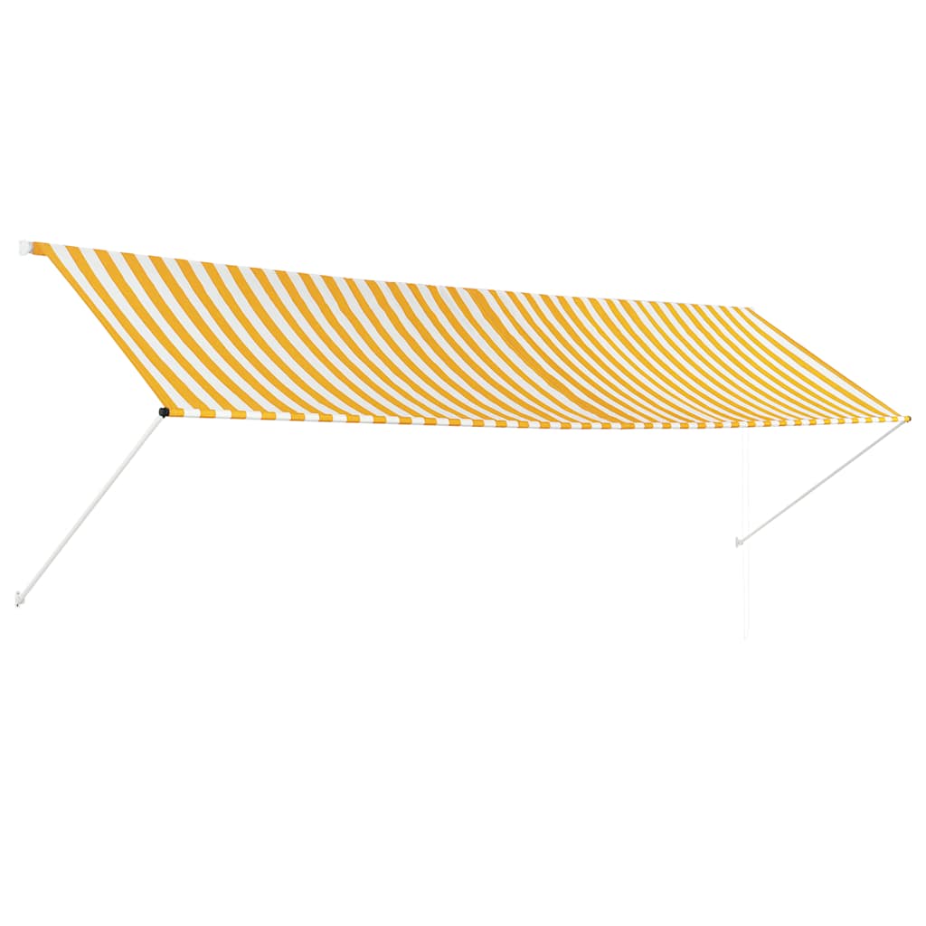 vidaXL Markiza zwijana, 400 x 150 cm, żółto-biała