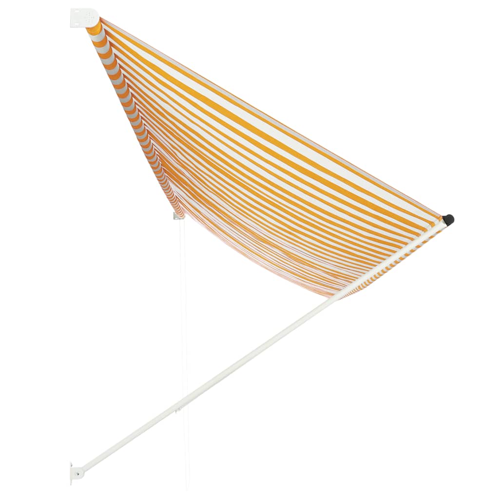 vidaXL Markiza zwijana, 400 x 150 cm, żółto-biała