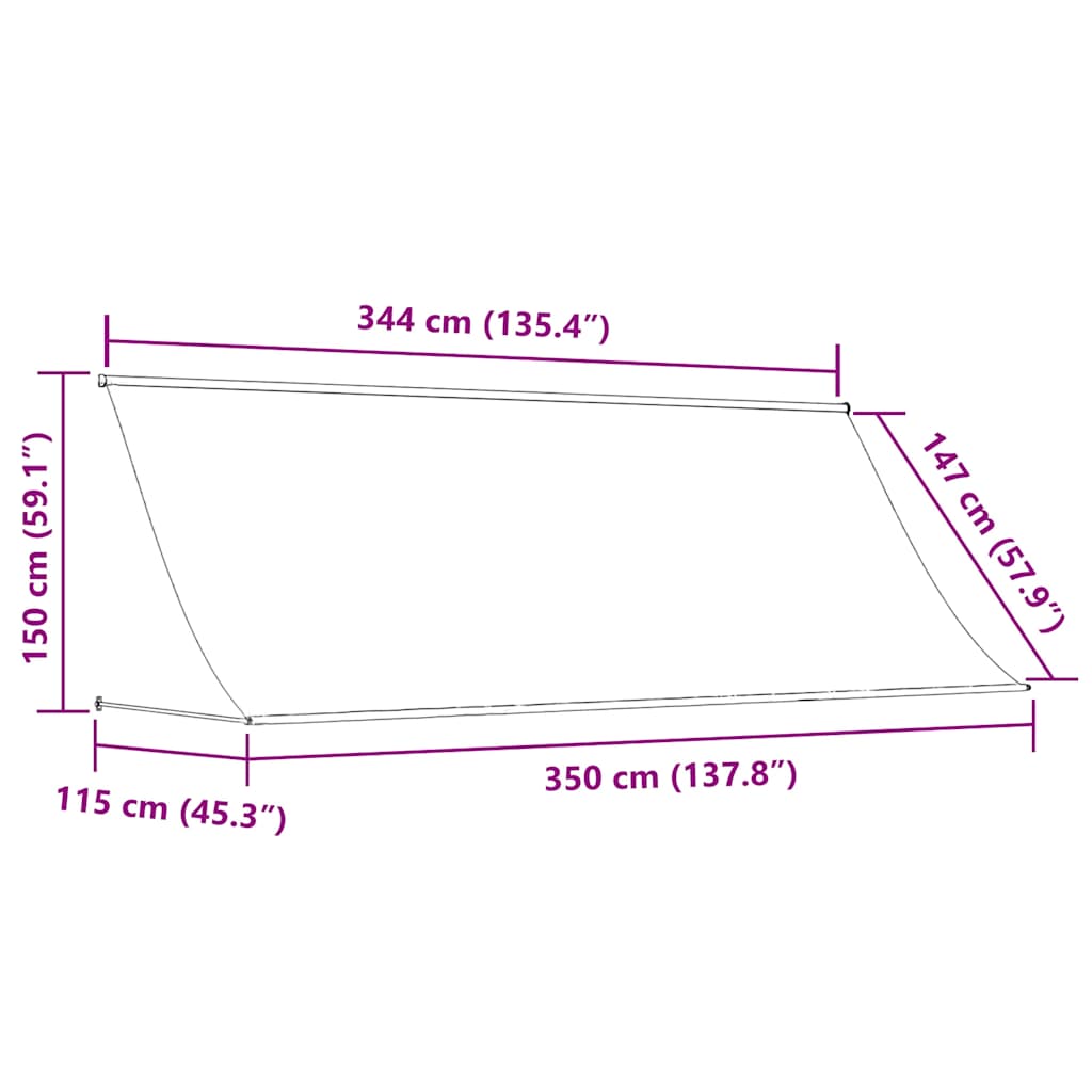 vidaXL Markiza zwijana, 350 x 150 cm, antracytowa