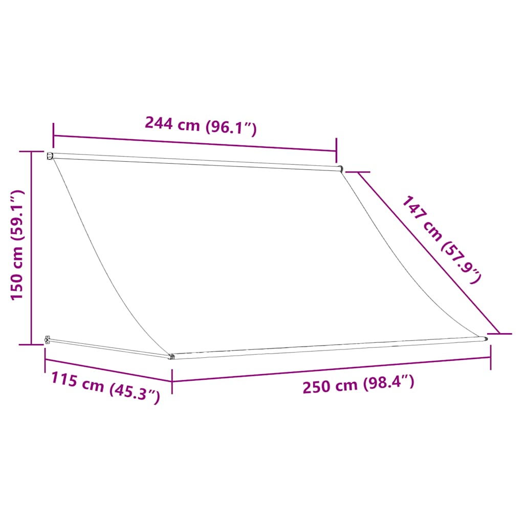 vidaXL Markiza zwijana, 250 x 150 cm, kremowa