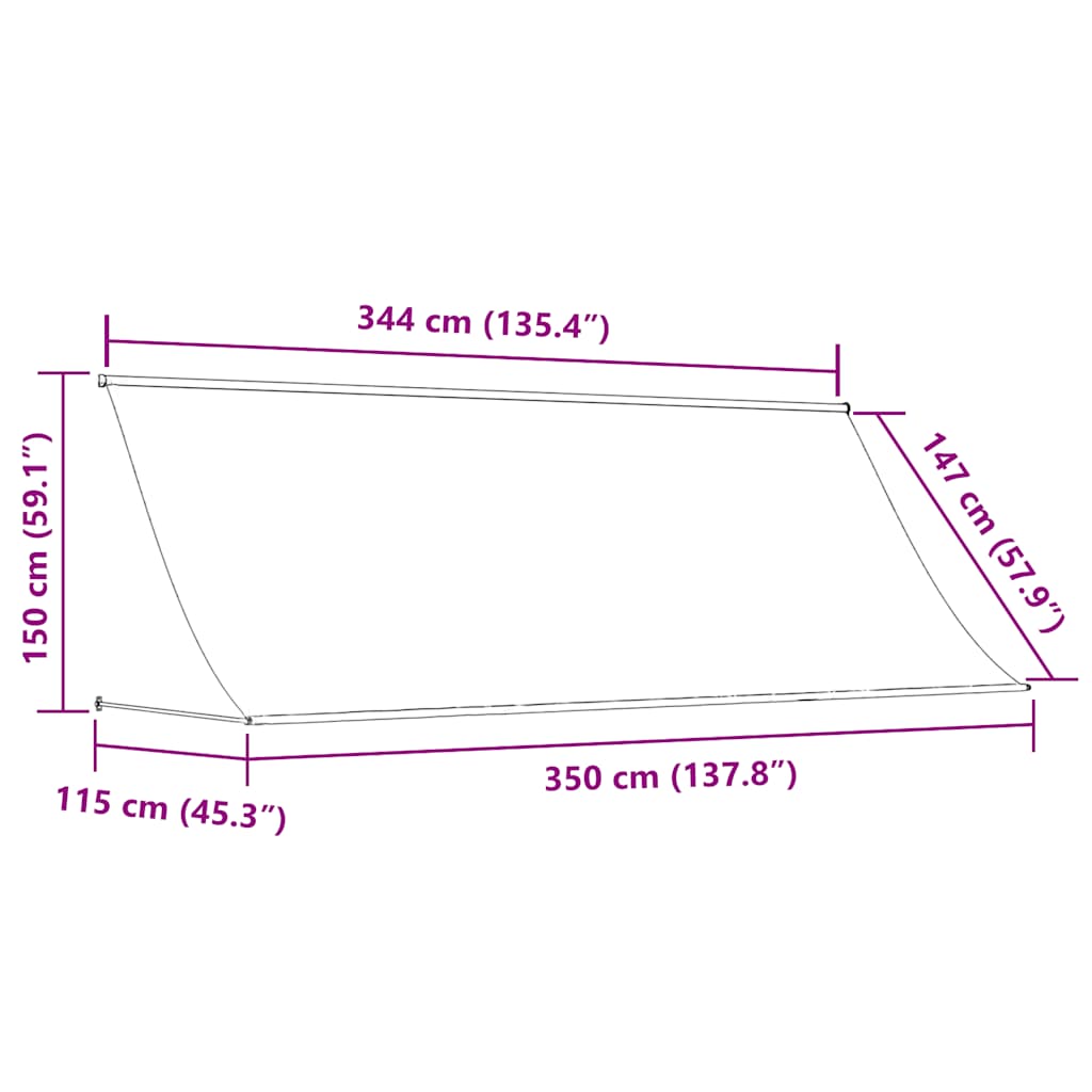 vidaXL Markiza zwijana, 350 x 150 cm, kremowa