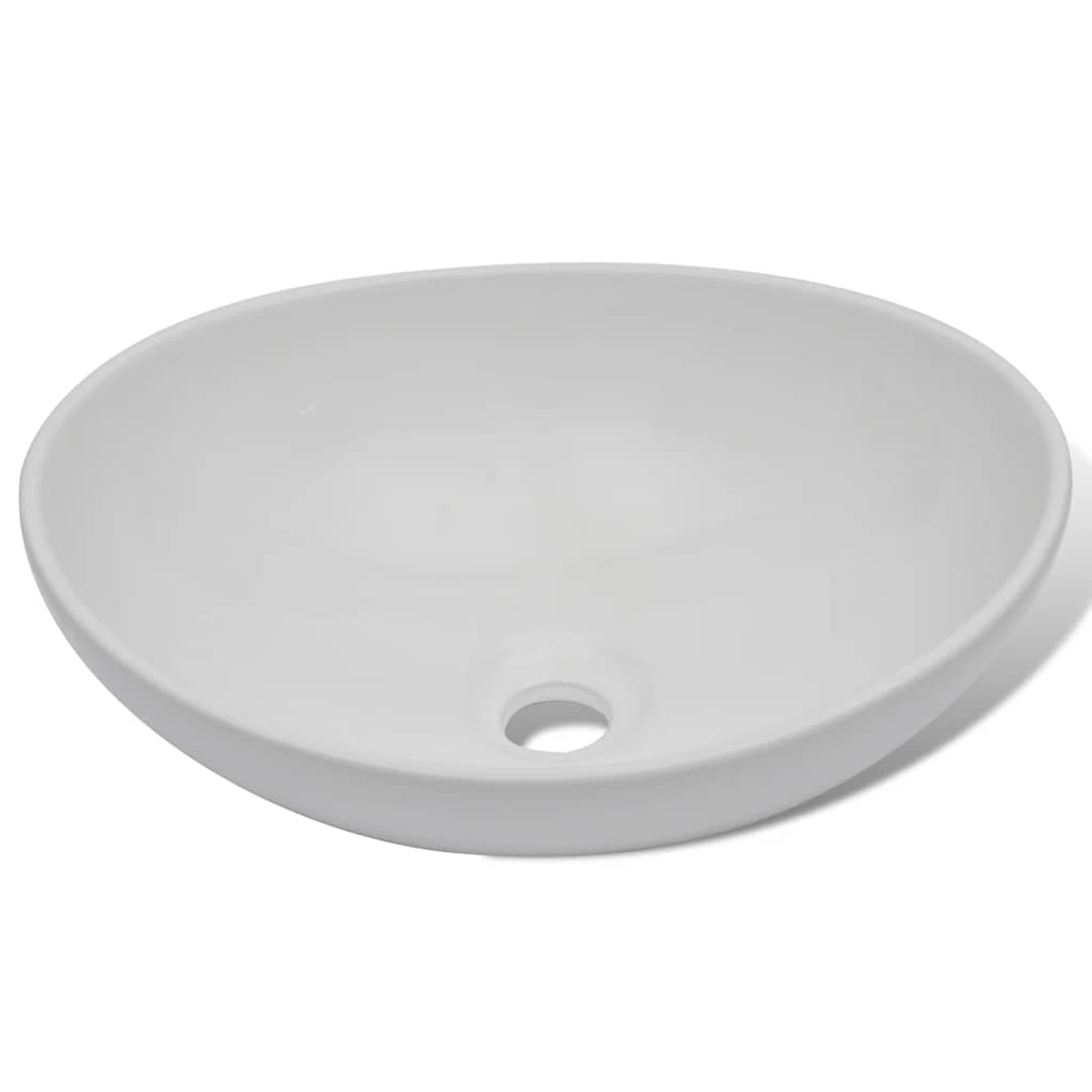 vidaXL Umywalka ceramiczna, 40 x 33 cm, owalna, biała