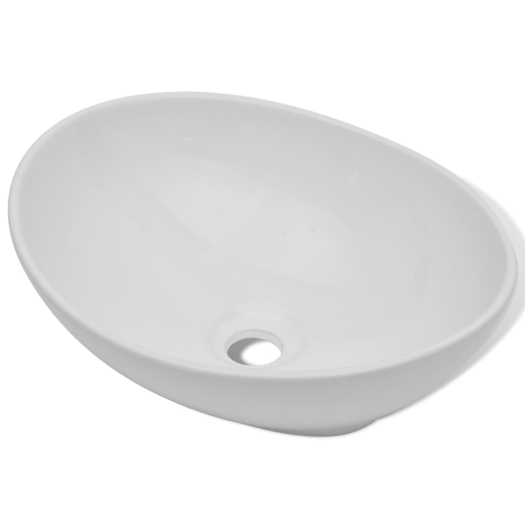 vidaXL Umywalka ceramiczna, 40 x 33 cm, owalna, biała