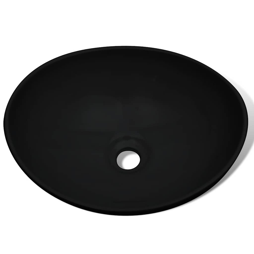 vidaXL Umywalka ceramiczna, 40 x 33 cm, czarna