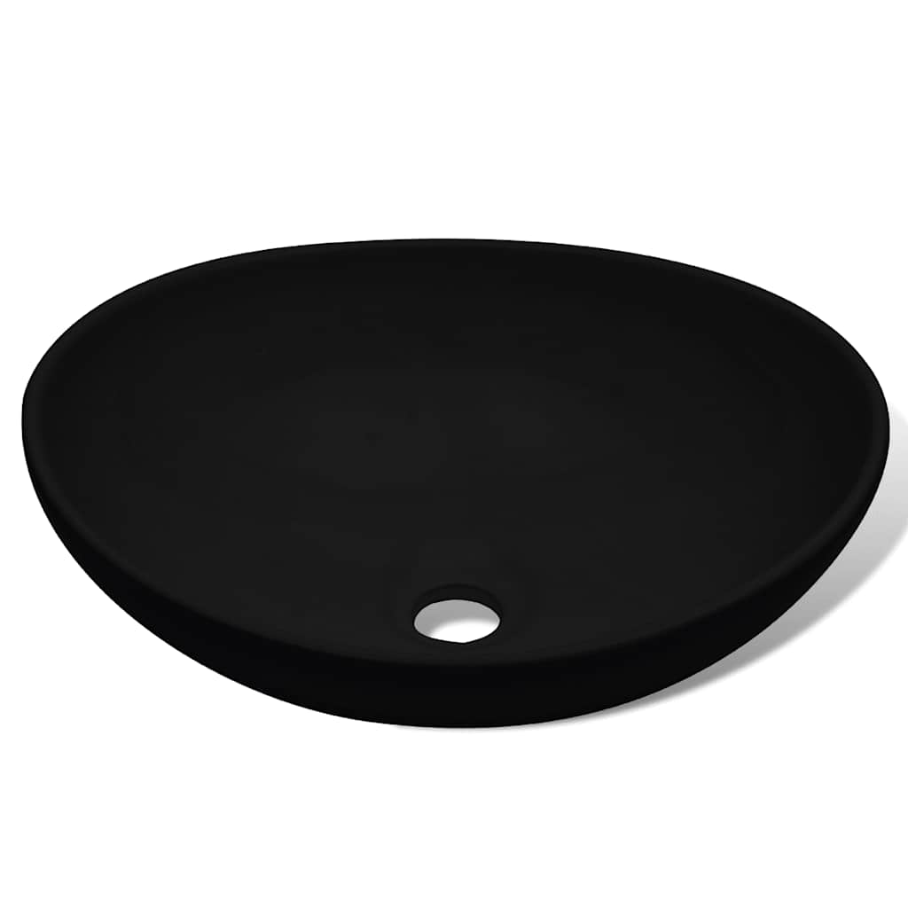 vidaXL Umywalka ceramiczna, 40 x 33 cm, czarna