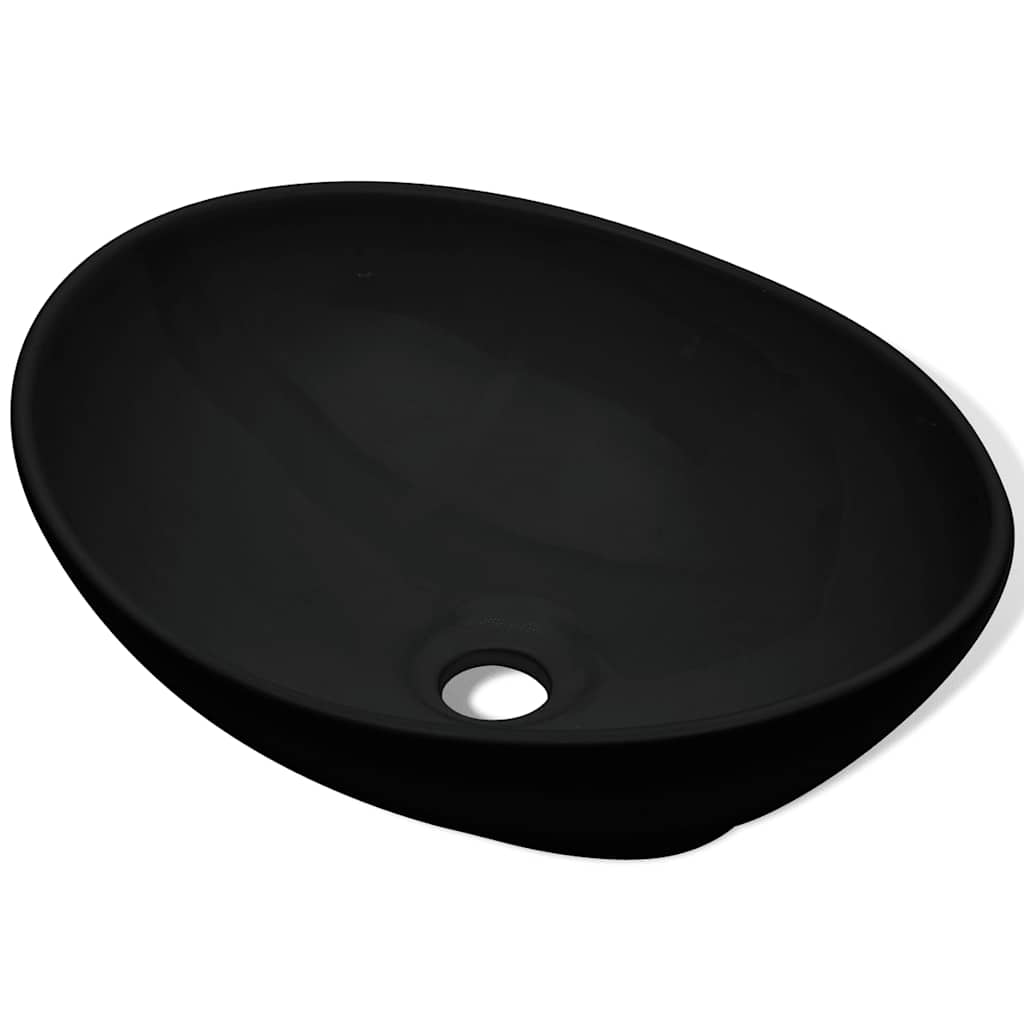 vidaXL Umywalka ceramiczna, 40 x 33 cm, czarna