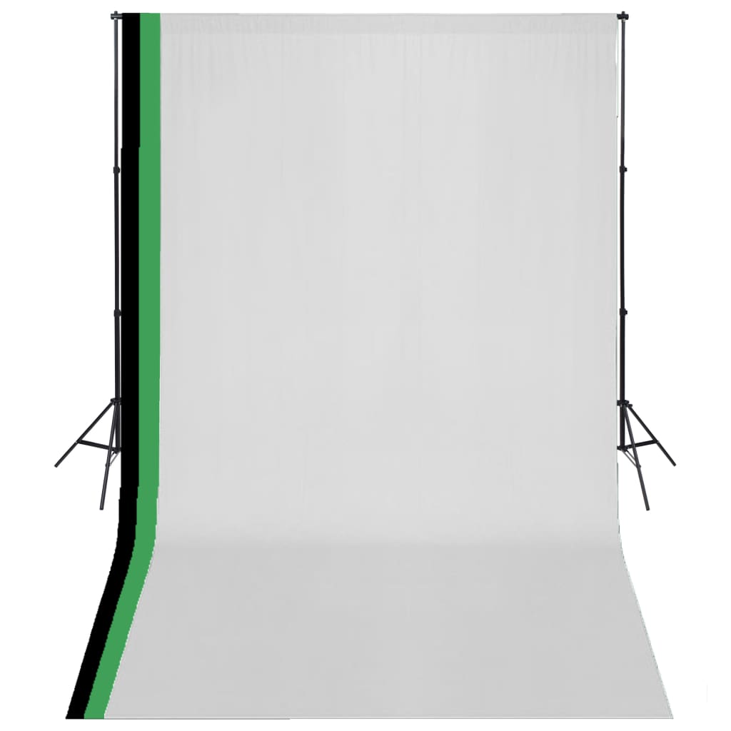 vidaXL Zestaw fotograficzny z 3 tłami z bawełny i ramą, 3x5 m