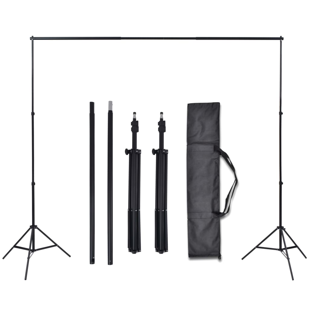 vidaXL Zestaw fotograficzny z 3 tłami z bawełny i ramą, 3x5 m